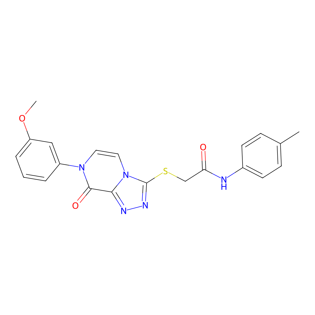 2-((7-(3-methoxyphenyl)-8-oxo-7,8-dihydro-[1,2,4]triazolo[4,3-a]pyrazin-3-yl)thio)-N-(p-tolyl)acetamide molecular structure, CAS 1185056-10-3