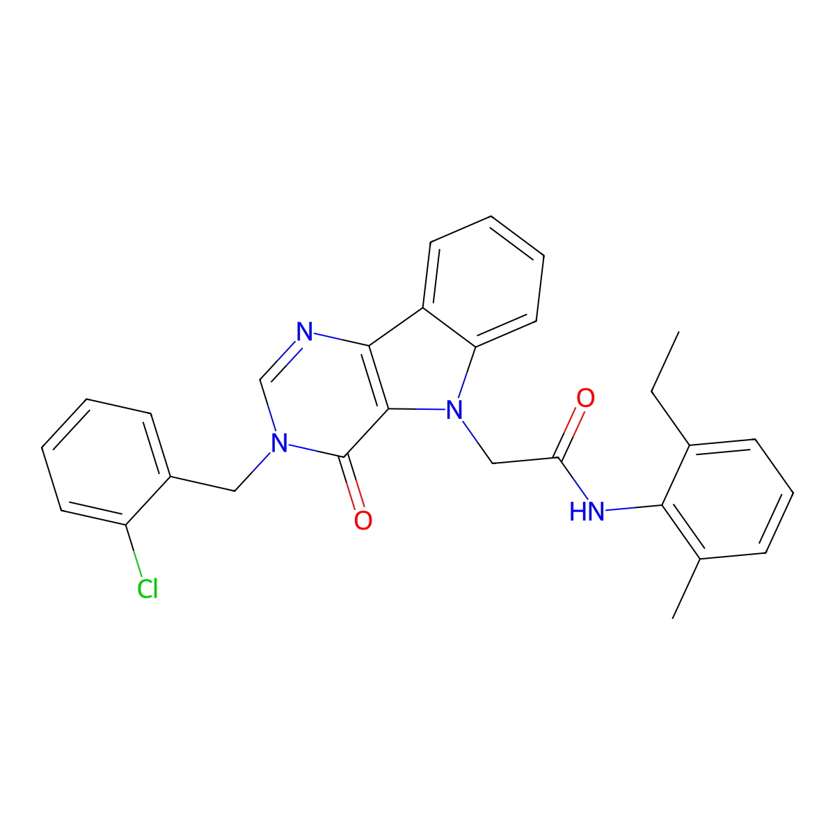 2-(3-(2-chlorobenzyl)-4-oxo-3H-pyrimido[5,4-b]indol-5(4H)-yl)-N-(2-ethyl-6-methylphenyl)acetamide molecular structure, CAS 1185057-25-3