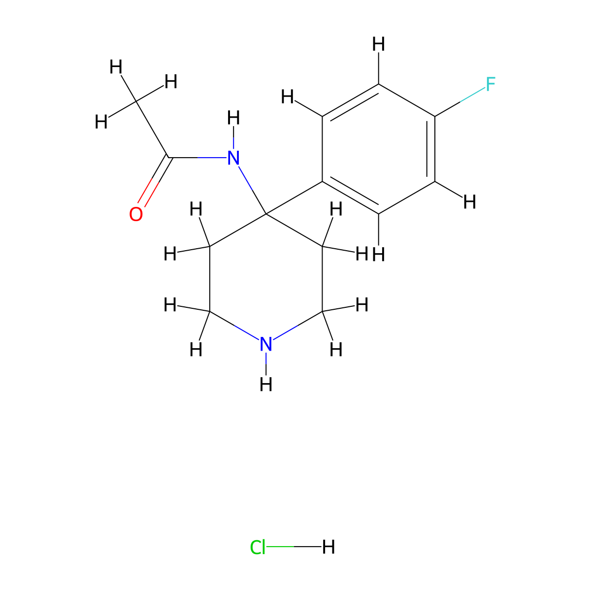 N-(4-(4-Fluorophenyl)piperidin-4-yl)acetamide hydrochloride molecular structure, CAS 1185057-49-1