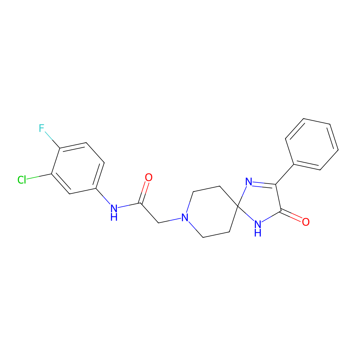 N-(3-Chloro-4-fluorophenyl)-2-{3-oxo-2-phenyl-1,4,8-triazaspiro[4.5]dec-1-EN-8-YL}acetamide molecular structure, CAS 1185058-36-9