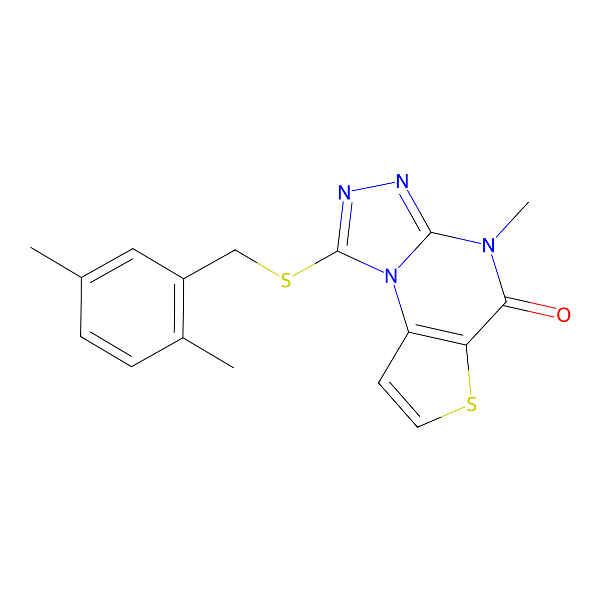 12-{[(2,5-Dimethylphenyl)methyl]sulfanyl}-8-methyl-5-thia-1,8,10,11-tetraazatricyclo[7.3.0.0^{2,6}]dodeca-2(6),3,9,11-tetraen-7-one molecular structure, CAS 1185058-58-5