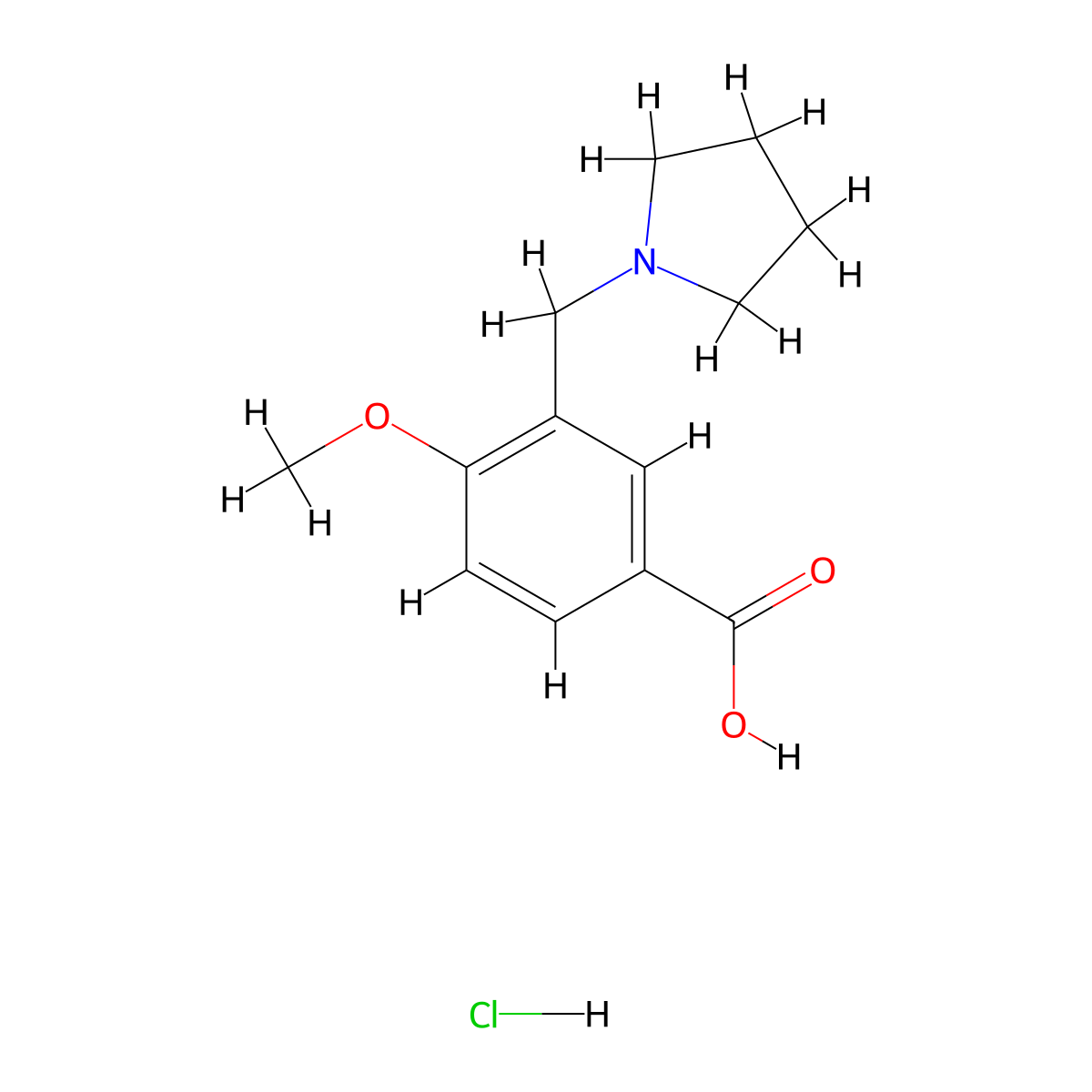4-Methoxy-3-pyrrolidin-1-ylmethyl-benzoic acid hydrochloride molecular structure, CAS 1185058-72-3