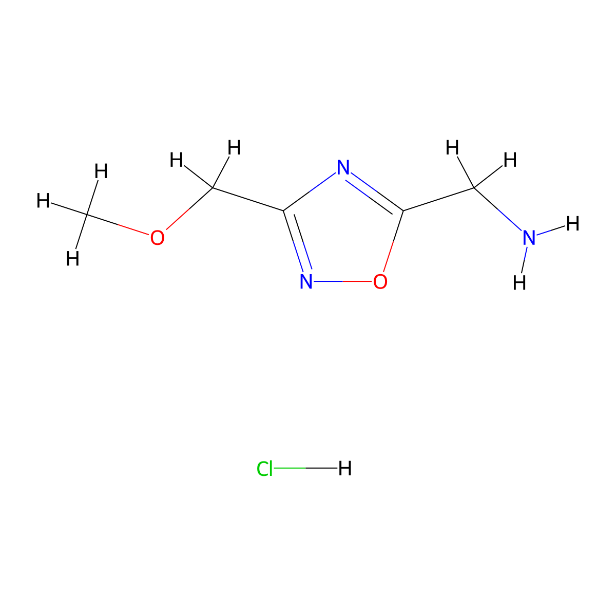 [3-(Methoxymethyl)-1,2,4-oxadiazol-5-yl]methanamine hydrochloride molecular structure, CAS 1185058-98-3
