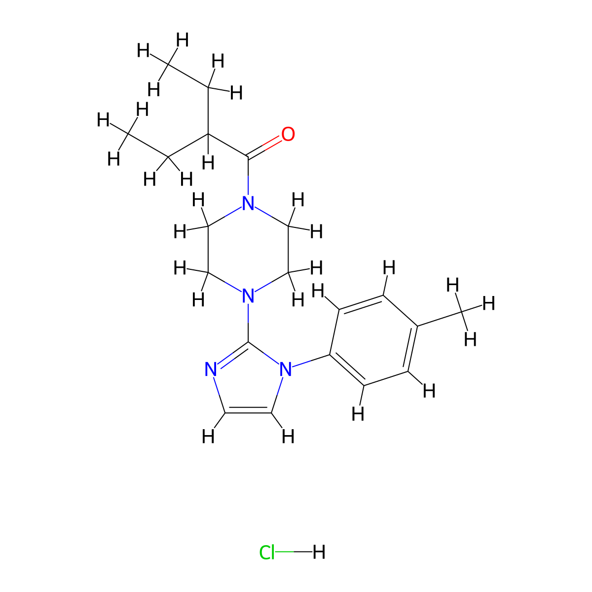 2-ethyl-1-(4-(1-(p-tolyl)-1H-imidazol-2-yl)piperazin-1-yl)butan-1-one hydrochloride molecular structure, CAS 1185059-05-5