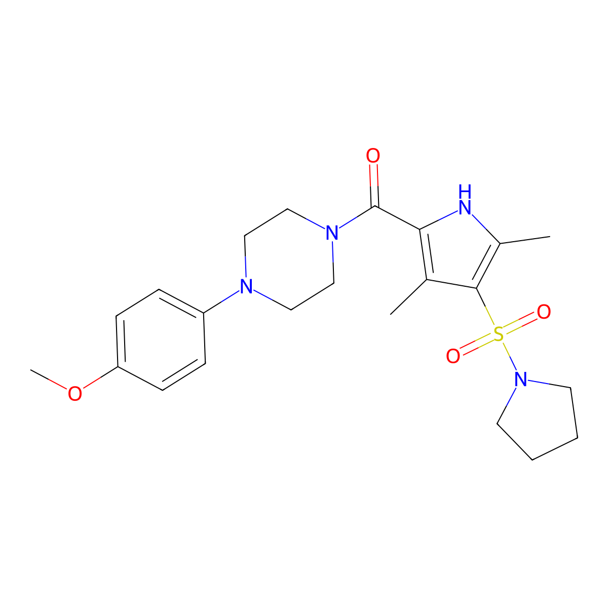 1-{[3,5-dimethyl-4-(pyrrolidin-1-ylsulfonyl)-1H-pyrrol-2-yl]carbonyl}-4-(4-methoxyphenyl)piperazine molecular structure, CAS 1185059-70-4