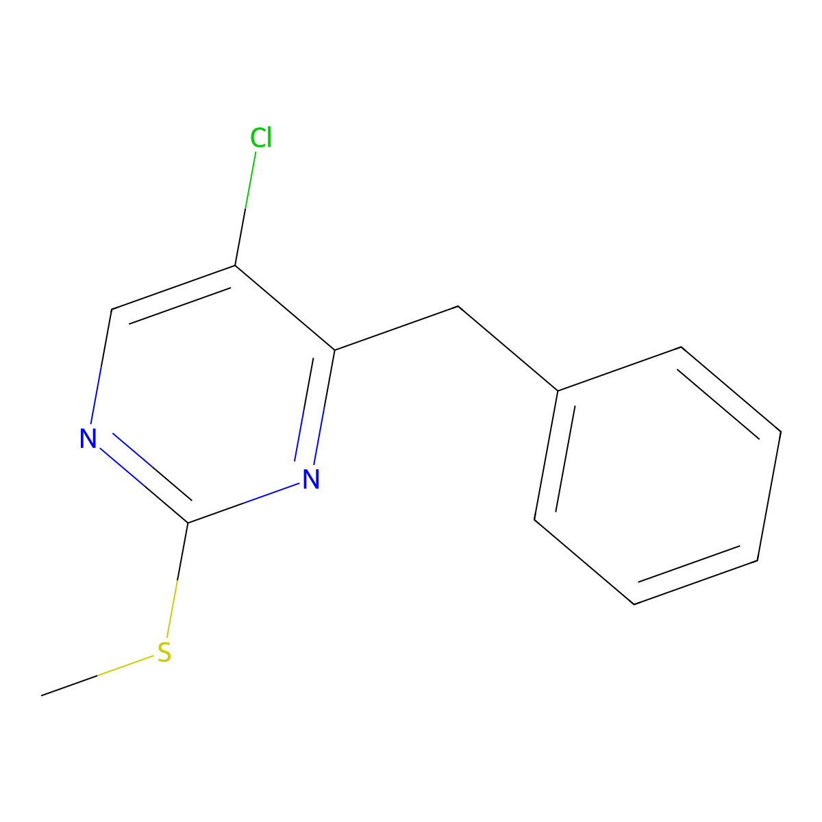 4-Benzyl-5-chloro-2-(methylthio)pyrimidine molecular structure, CAS 118506-86-8