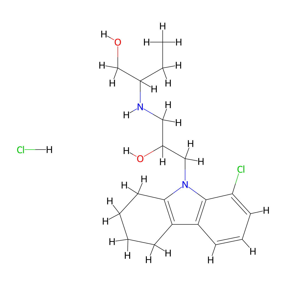 2-((3-(8-chloro-3,4-dihydro-1H-carbazol-9(2H)-yl)-2-hydroxypropyl)amino)butan-1-ol hydrochloride molecular structure, CAS 1185060-09-6