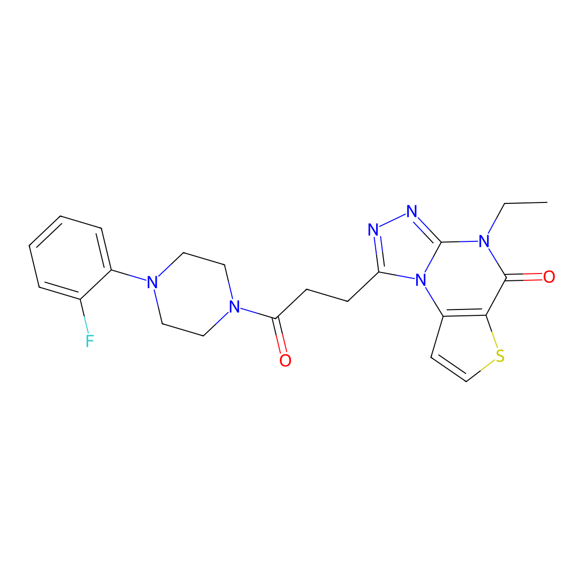 4-ethyl-1-(3-(4-(2-fluorophenyl)piperazin-1-yl)-3-oxopropyl)thieno[2,3-e][1,2,4]triazolo[4,3-a]pyrimidin-5(4H)-one molecular structure, CAS 1185061-07-7