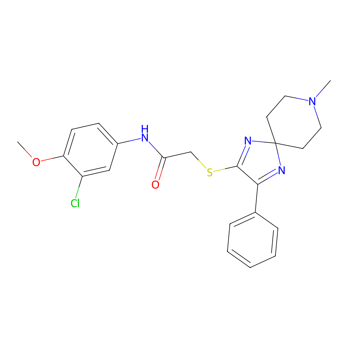 N-(3-chloro-4-methoxyphenyl)-2-((8-methyl-3-phenyl-1,4,8-triazaspiro[4.5]deca-1,3-dien-2-yl)thio)acetamide molecular structure, CAS 1185061-29-3