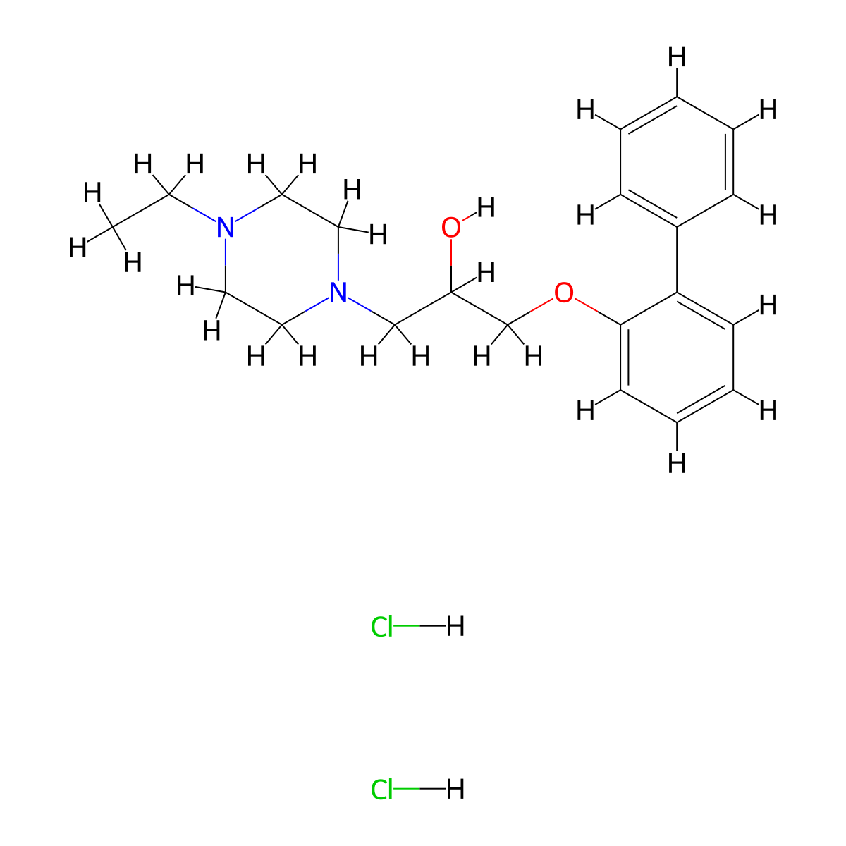 1-([1,1'-Biphenyl]-2-yloxy)-3-(4-ethylpiperazin-1-yl)propan-2-ol dihydrochloride molecular structure, CAS 1185061-37-3