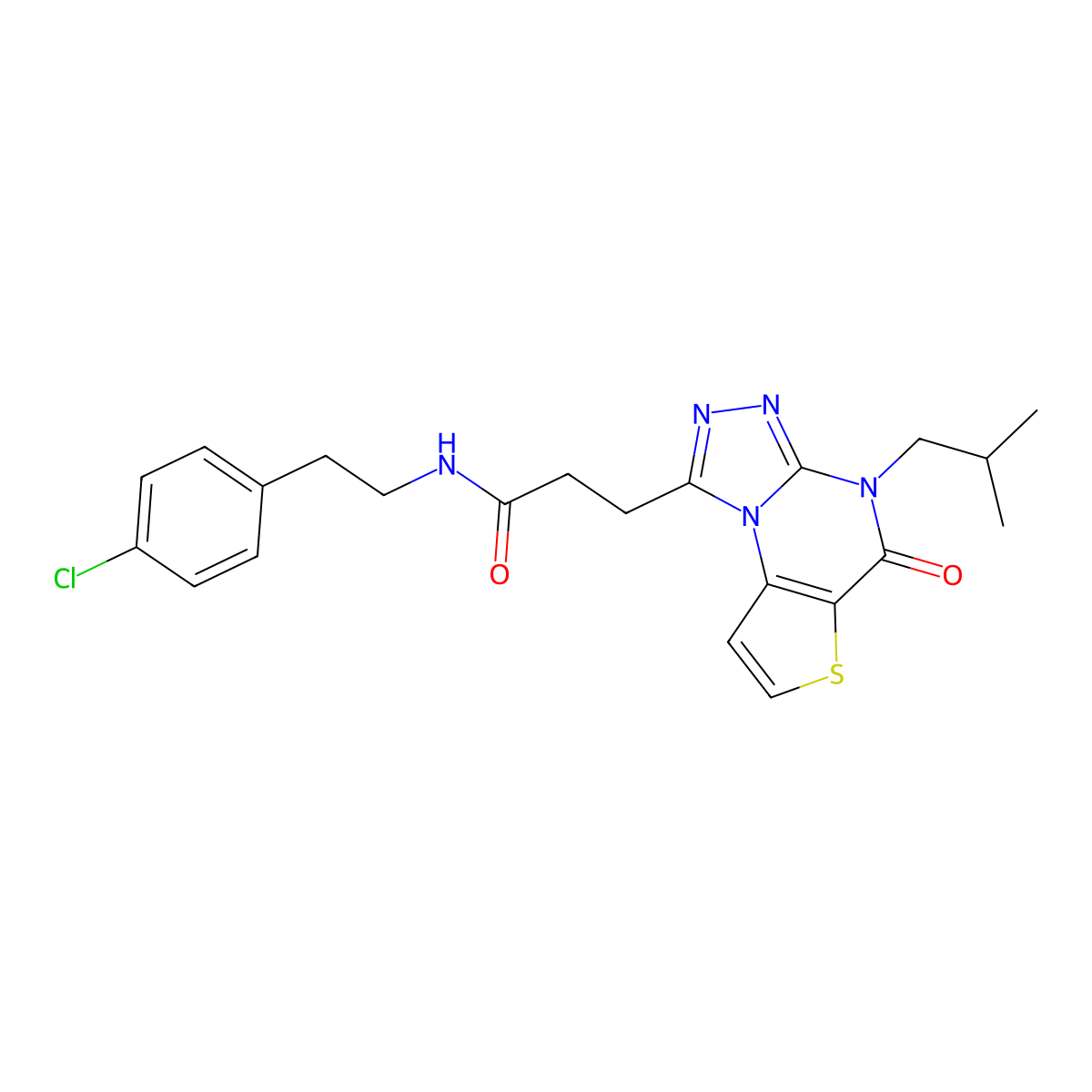 N-(4-chlorophenethyl)-3-(4-isobutyl-5-oxo-4,5-dihydrothieno[2,3-e][1,2,4]triazolo[4,3-a]pyrimidin-1-yl)propanamide molecular structure, CAS 1185061-39-5