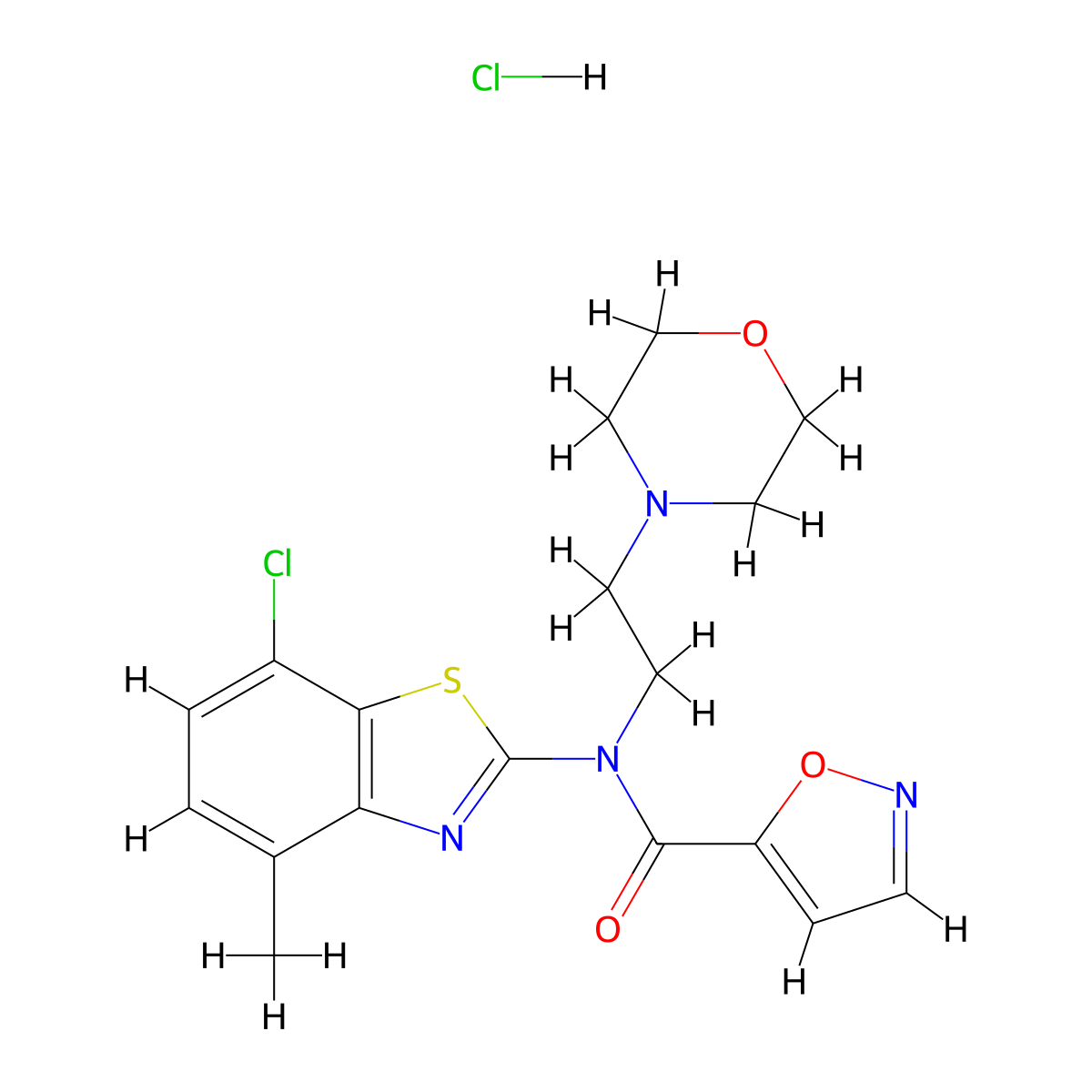 N-(7-chloro-4-methylbenzo[d]thiazol-2-yl)-N-(2-morpholinoethyl)isoxazole-5-carboxamide hydrochloride molecular structure, CAS 1185062-02-5