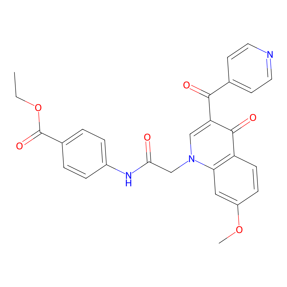 Ethyl 4-{2-[7-methoxy-4-oxo-3-(pyridine-4-carbonyl)-1,4-dihydroquinolin-1-YL]acetamido}benzoate molecular structure, CAS 1185062-20-7