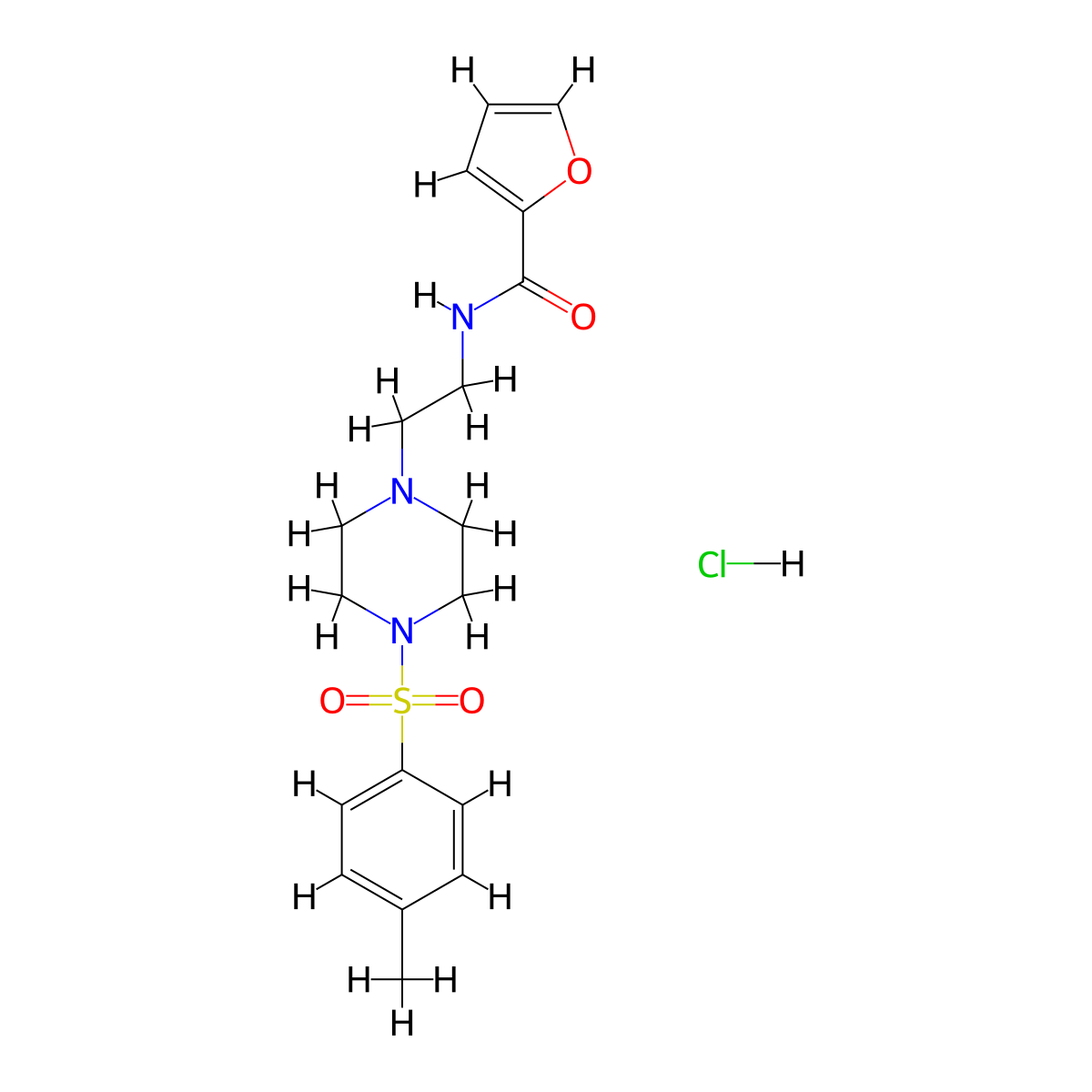 N-(2-(4-tosylpiperazin-1-yl)ethyl)furan-2-carboxamide hydrochloride molecular structure, CAS 1185062-34-3