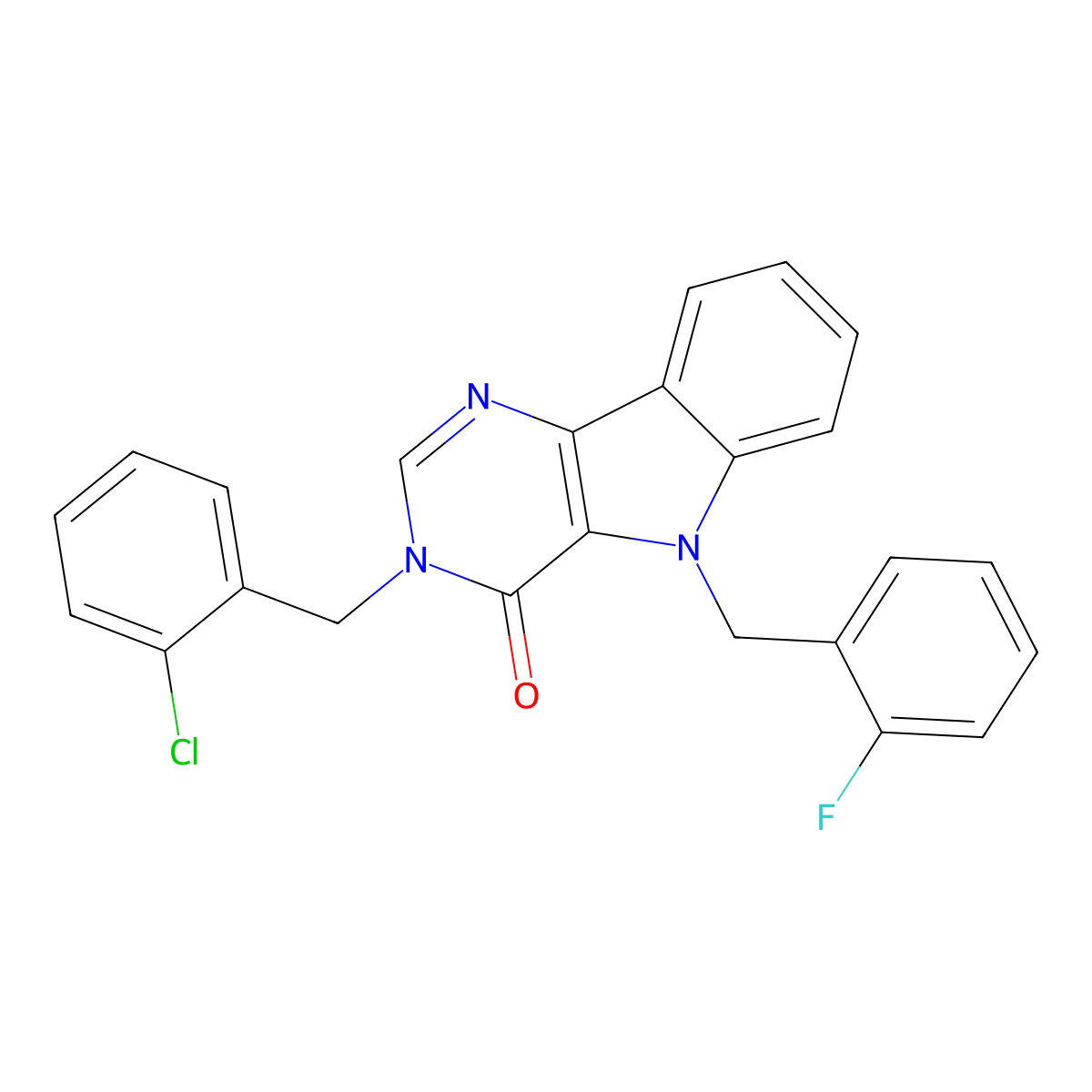 3-(2-chlorobenzyl)-5-(2-fluorobenzyl)-3H-pyrimido[5,4-b]indol-4(5H)-one molecular structure, CAS 1185062-53-6