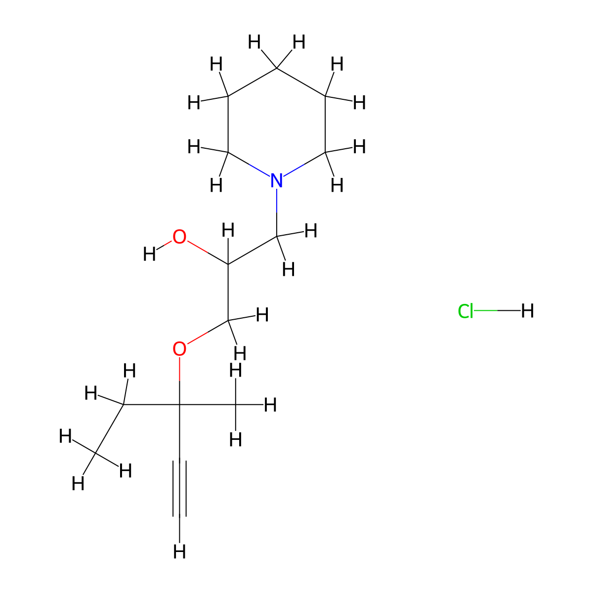 1-((3-Methylpent-1-yn-3-yl)oxy)-3-(piperidin-1-yl)propan-2-ol hydrochloride molecular structure, CAS 1185064-03-2