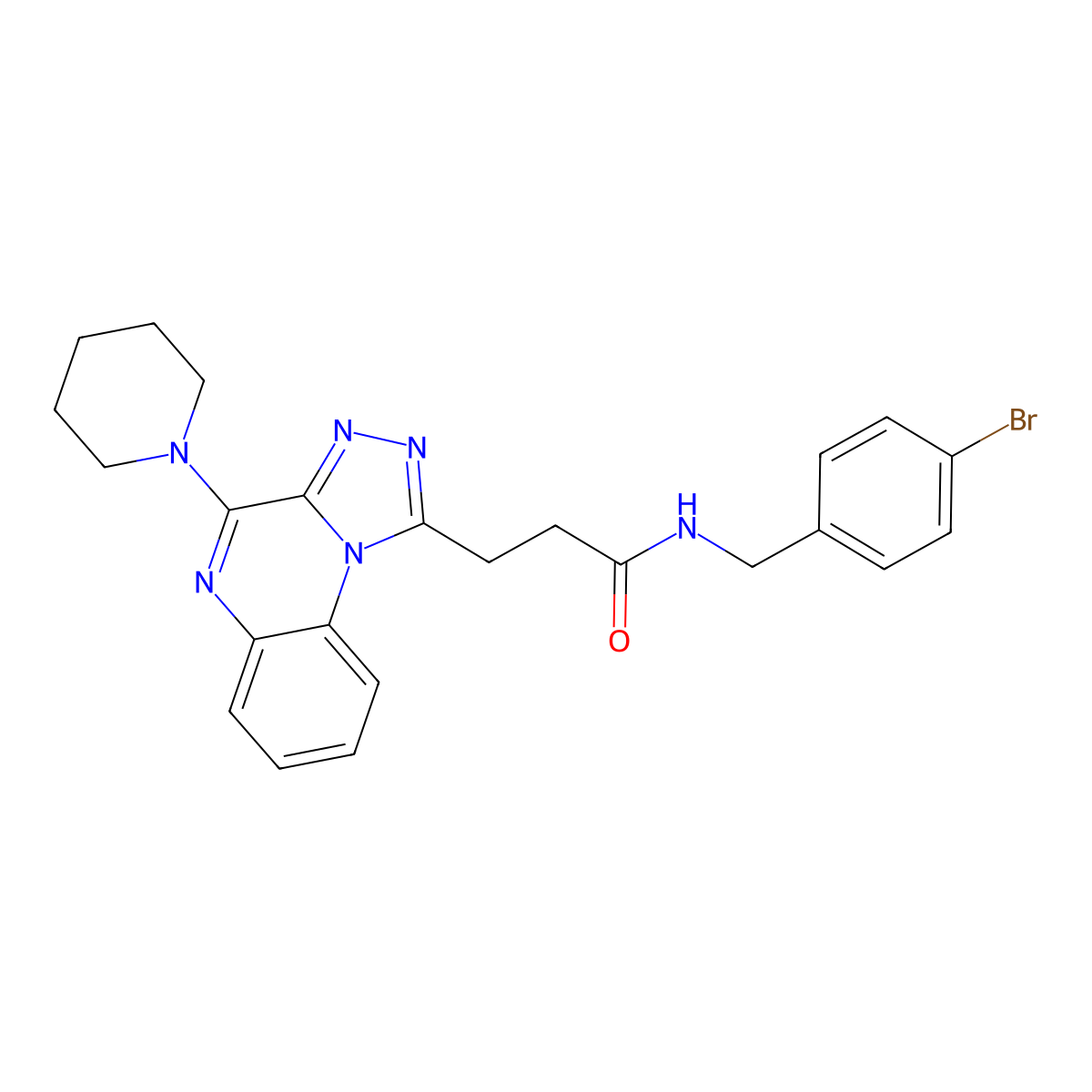 N-[(4-bromophenyl)methyl]-3-[4-(piperidin-1-yl)-[1,2,4]triazolo[4,3-a]quinoxalin-1-yl]propanamide molecular structure, CAS 1185064-49-6