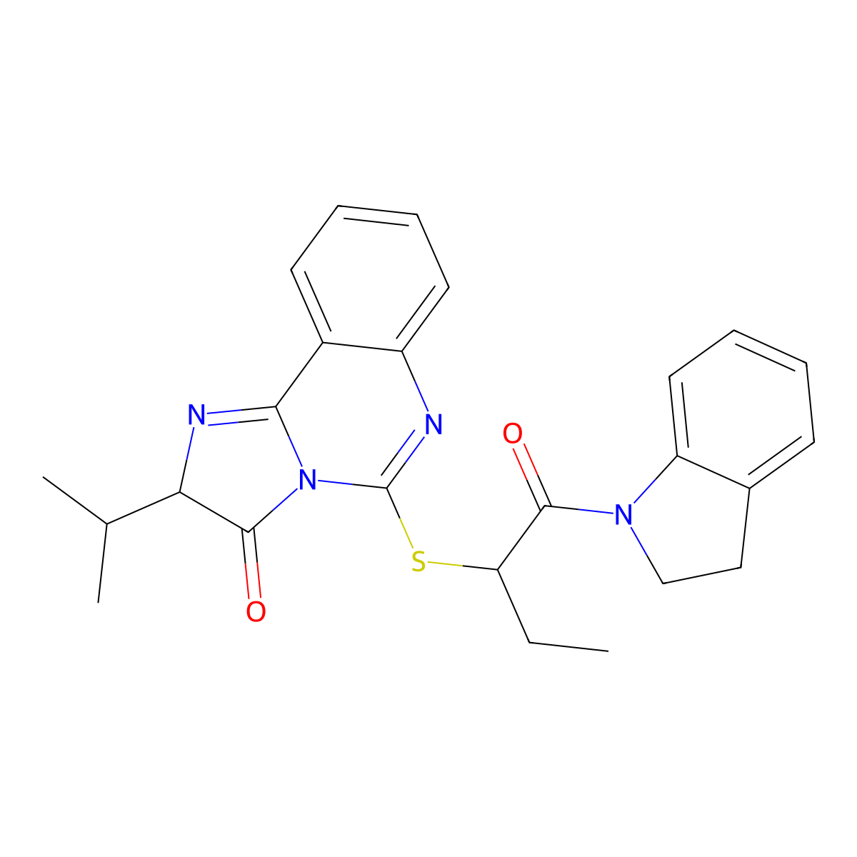 5-((1-(indolin-1-yl)-1-oxobutan-2-yl)thio)-2-isopropylimidazo[1,2-c]quinazolin-3(2H)-one molecular structure, CAS 1185064-90-7