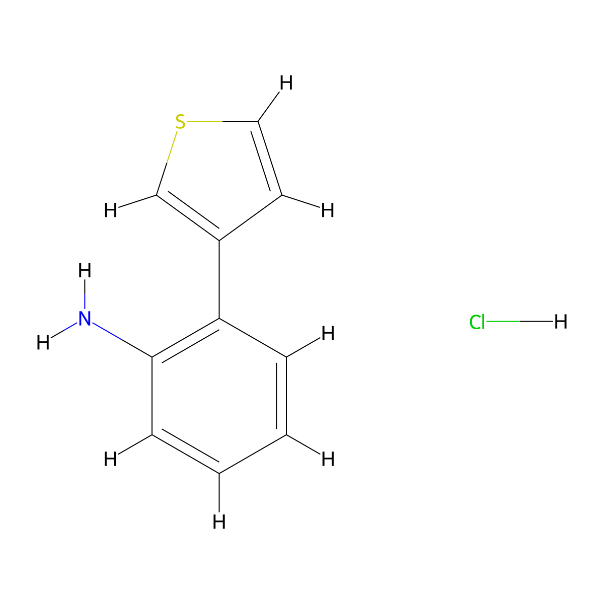 2-(Thiophen-3-yl)aniline hydrochloride molecular structure, CAS 1185065-26-2