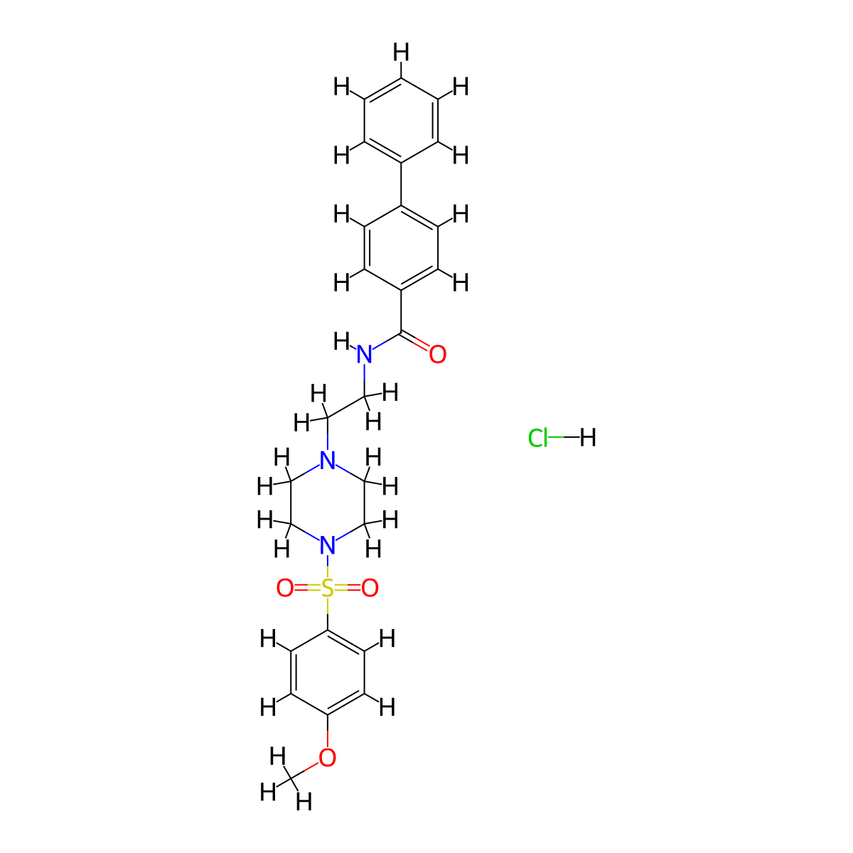 N-(2-(4-((4-methoxyphenyl)sulfonyl)piperazin-1-yl)ethyl)-[1,1'-biphenyl]-4-carboxamide hydrochloride molecular structure, CAS 1185065-54-6