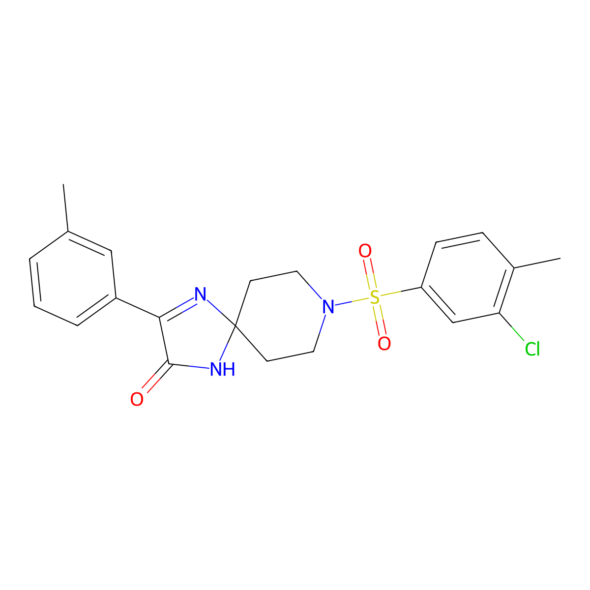 8-((3-Chloro-4-methylphenyl)sulfonyl)-3-(m-tolyl)-1,4,8-triazaspiro[4.5]dec-3-en-2-one molecular structure, CAS 1185066-12-9