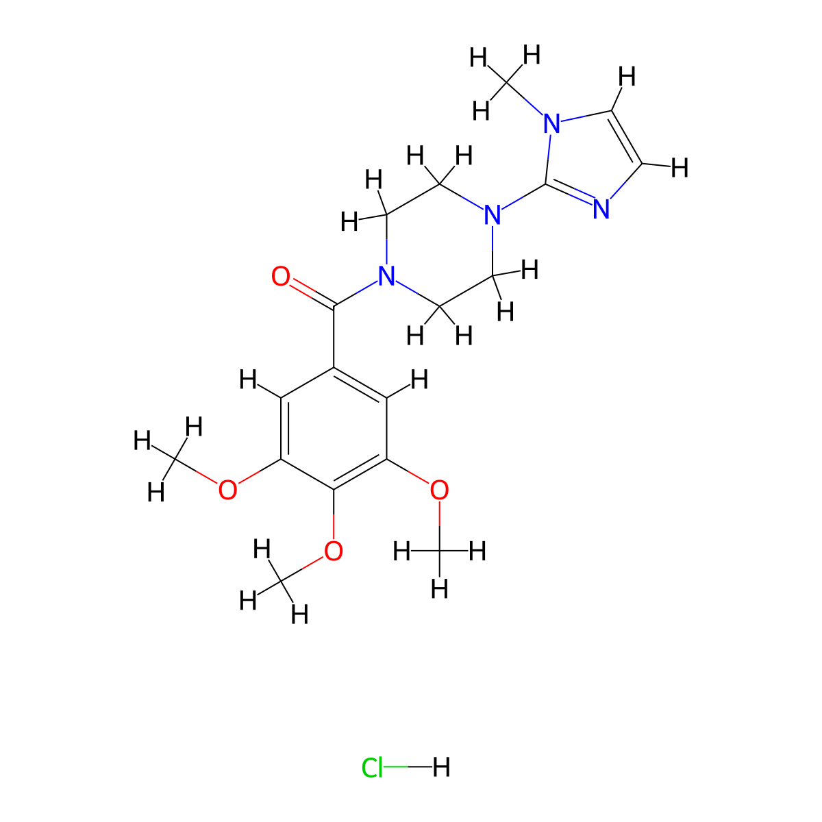 (4-(1-methyl-1H-imidazol-2-yl)piperazin-1-yl)(3,4,5-trimethoxyphenyl)methanone hydrochloride molecular structure, CAS 1185066-46-9