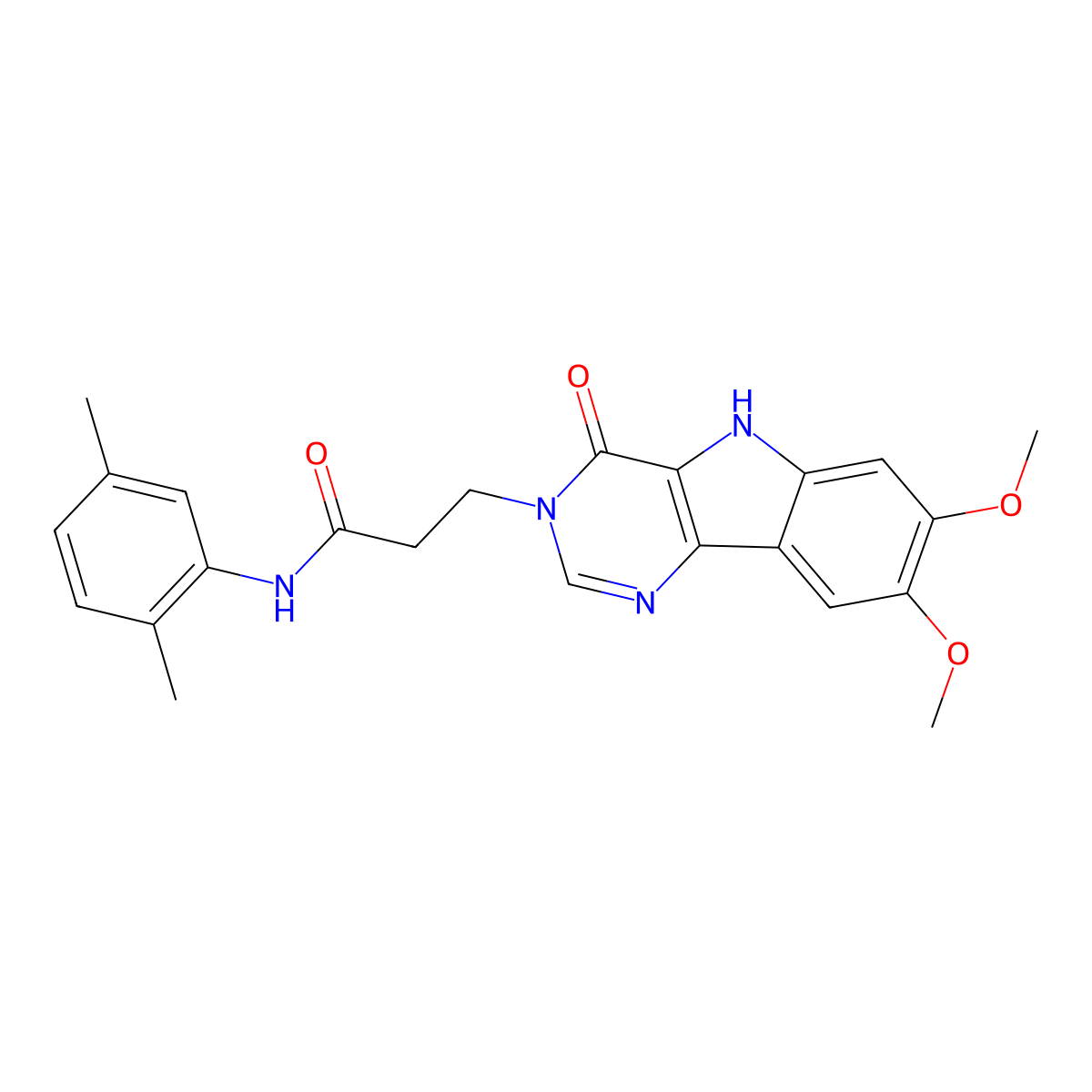 3-(7,8-dimethoxy-4-oxo-4,5-dihydro-3H-pyrimido[5,4-b]indol-3-yl)-N-(2,5-dimethylphenyl)propanamide molecular structure, CAS 1185068-06-7