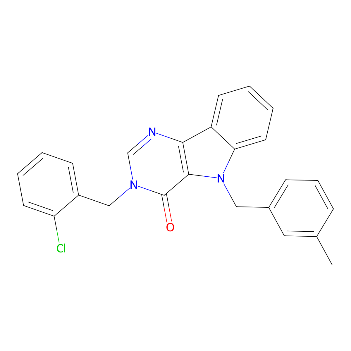3-(2-chlorobenzyl)-5-(3-methylbenzyl)-3H-pyrimido[5,4-b]indol-4(5H)-one molecular structure, CAS 1185068-12-5