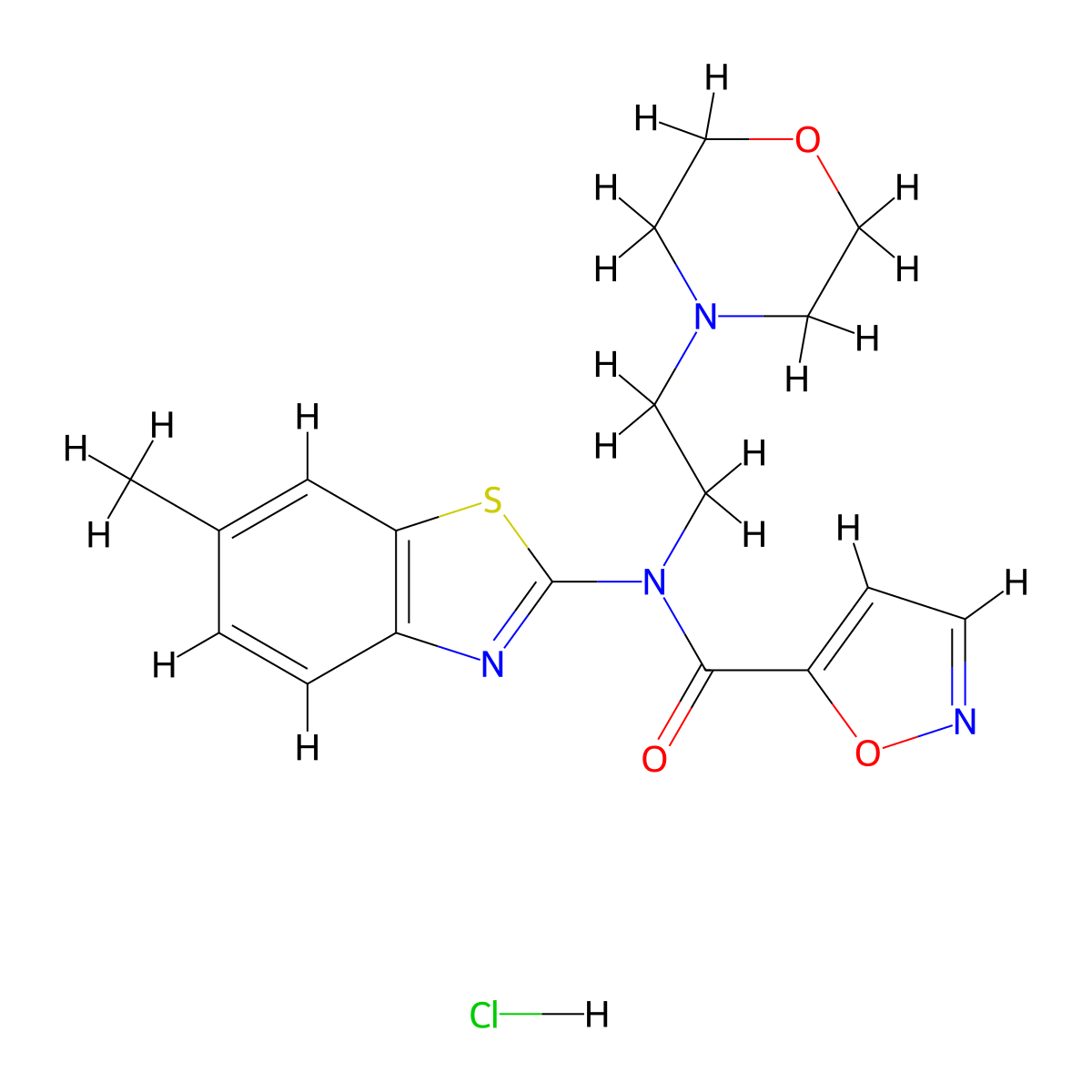 N-(6-methylbenzo[d]thiazol-2-yl)-N-(2-morpholinoethyl)isoxazole-5-carboxamide hydrochloride molecular structure, CAS 1185068-68-1