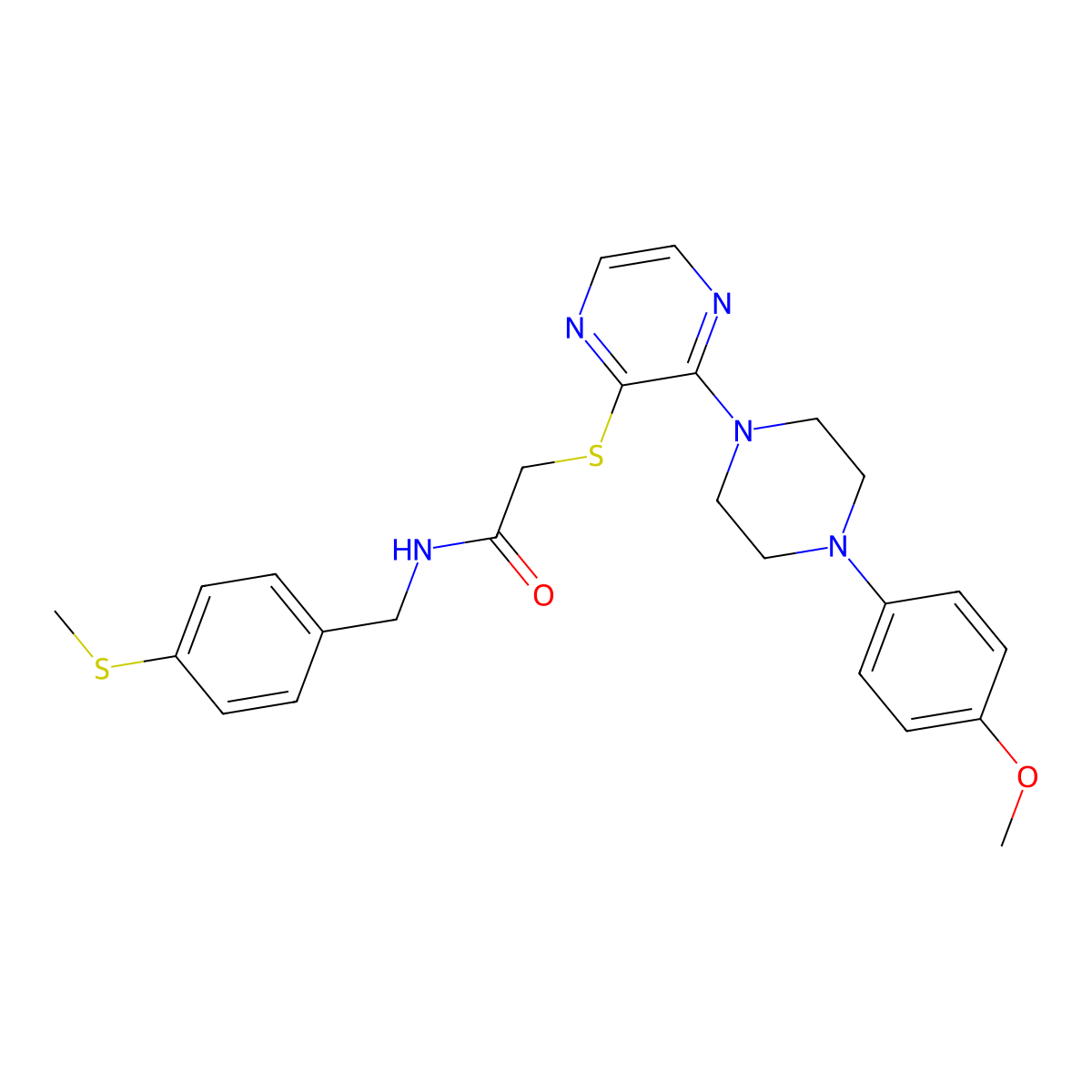 2-((3-(4-(4-methoxyphenyl)piperazin-1-yl)pyrazin-2-yl)thio)-N-(4-(methylthio)benzyl)acetamide molecular structure, CAS 1185069-23-1