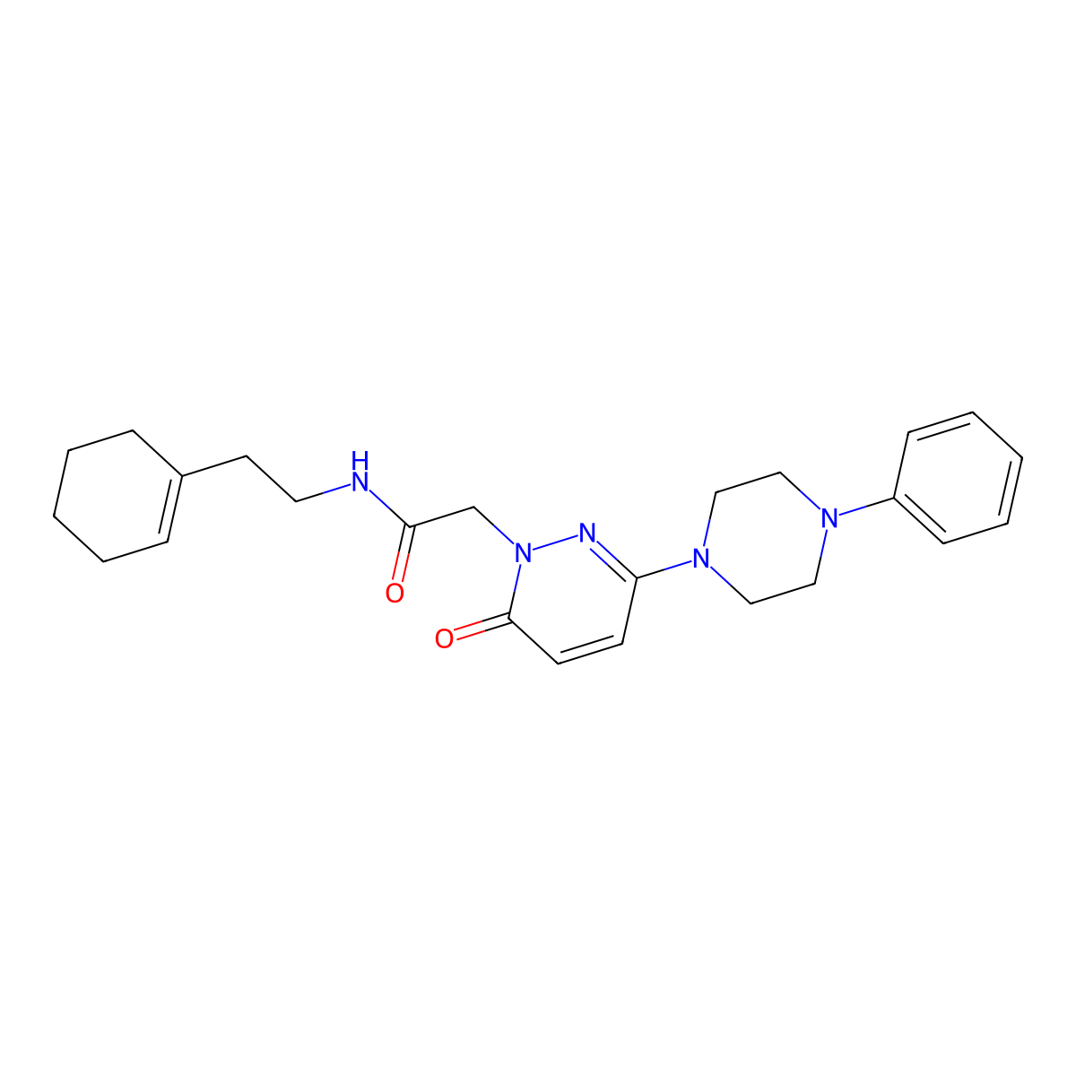 N-[2-(cyclohex-1-en-1-yl)ethyl]-2-[6-oxo-3-(4-phenylpiperazin-1-yl)pyridazin-1(6H)-yl]acetamide molecular structure, CAS 1185069-84-4