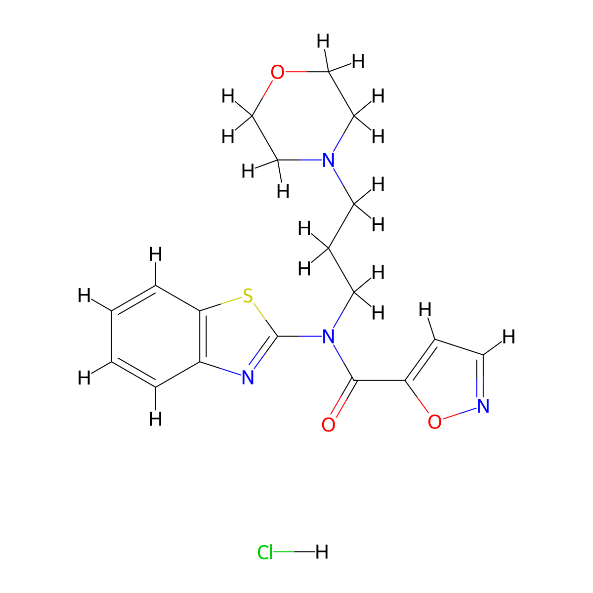 N-(benzo[d]thiazol-2-yl)-N-(3-morpholinopropyl)isoxazole-5-carboxamide hydrochloride molecular structure, CAS 1185070-01-2