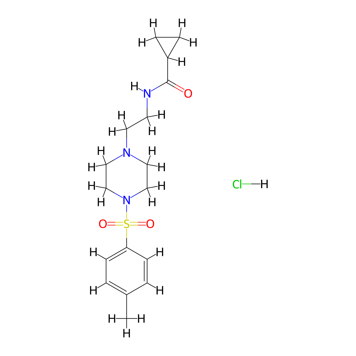 N-(2-(4-tosylpiperazin-1-yl)ethyl)cyclopropanecarboxamide hydrochloride molecular structure, CAS 1185070-02-3