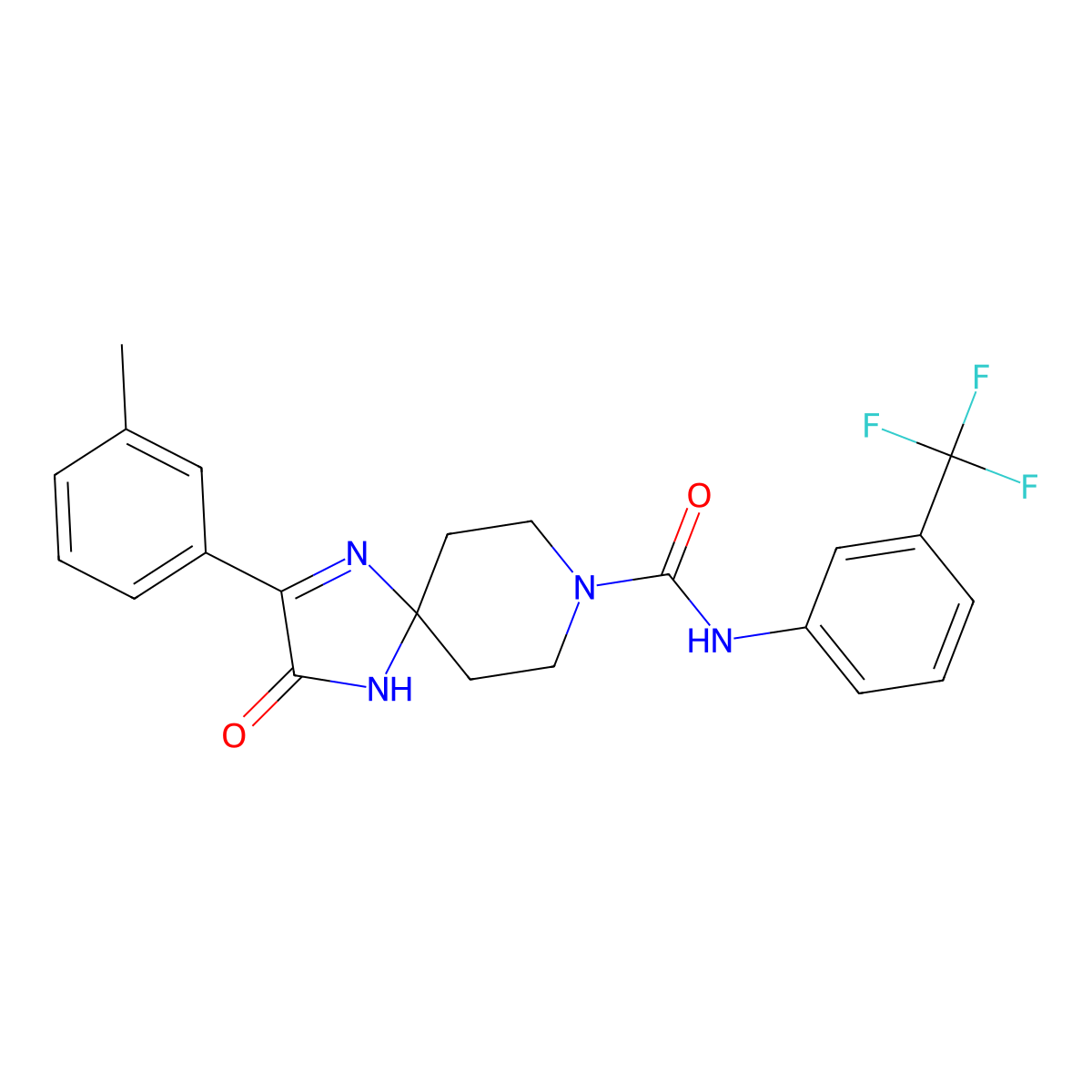 2-(3-methylphenyl)-3-oxo-N-[3-(trifluoromethyl)phenyl]-1,4,8-triazaspiro[4.5]dec-1-ene-8-carboxamide molecular structure, CAS 1185070-61-4