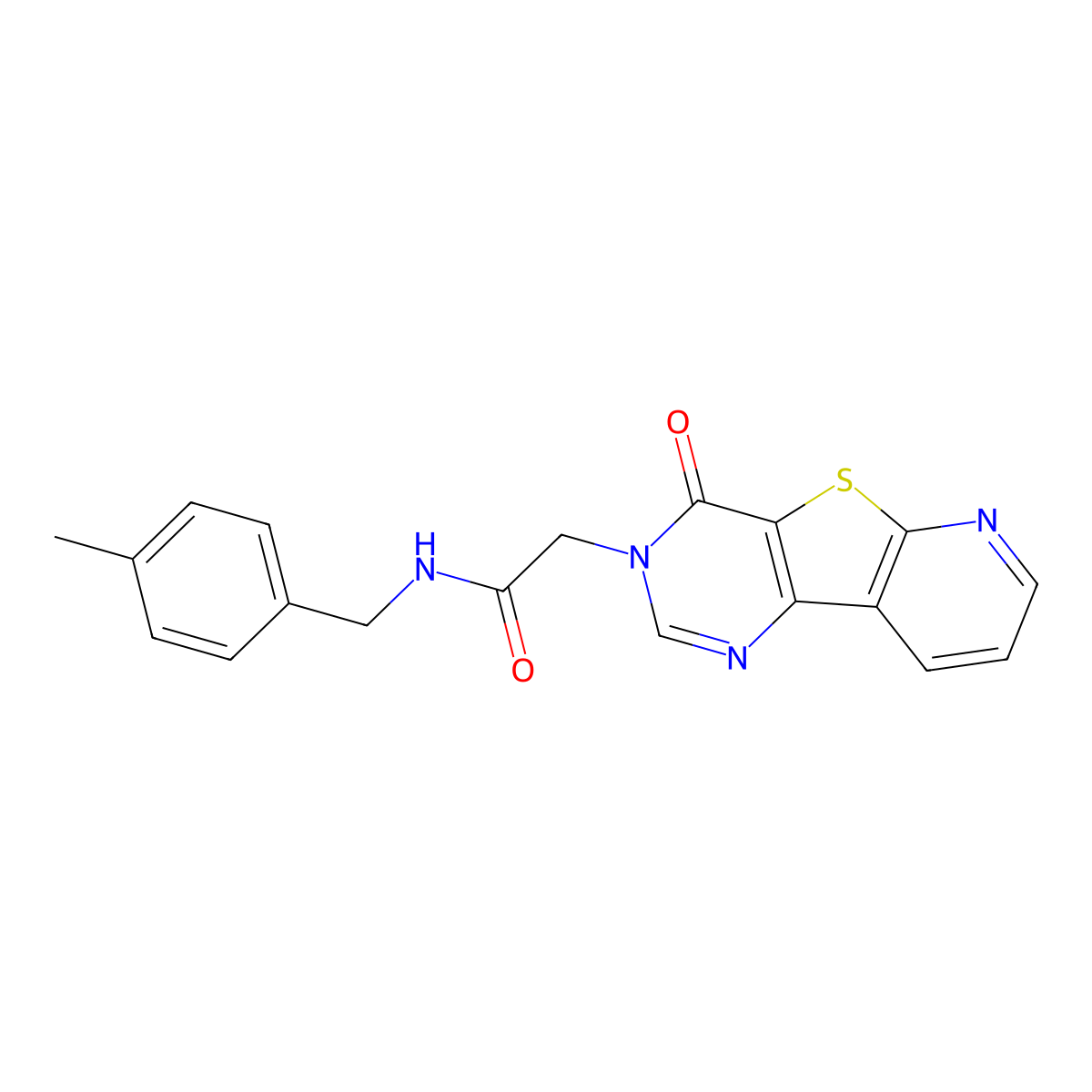 N-(4-methylbenzyl)-2-(4-oxopyrido[3',2':4,5]thieno[3,2-d]pyrimidin-3(4H)-yl)acetamide molecular structure, CAS 1185071-39-9