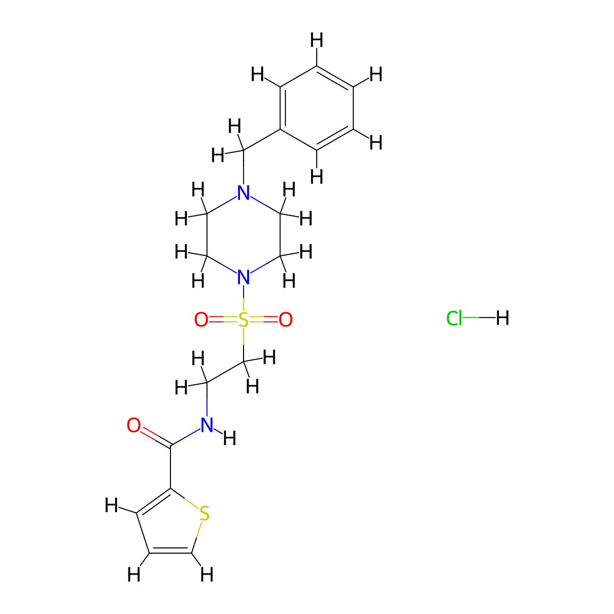 N-(2-((4-benzylpiperazin-1-yl)sulfonyl)ethyl)thiophene-2-carboxamide hydrochloride molecular structure, CAS 1185071-87-7