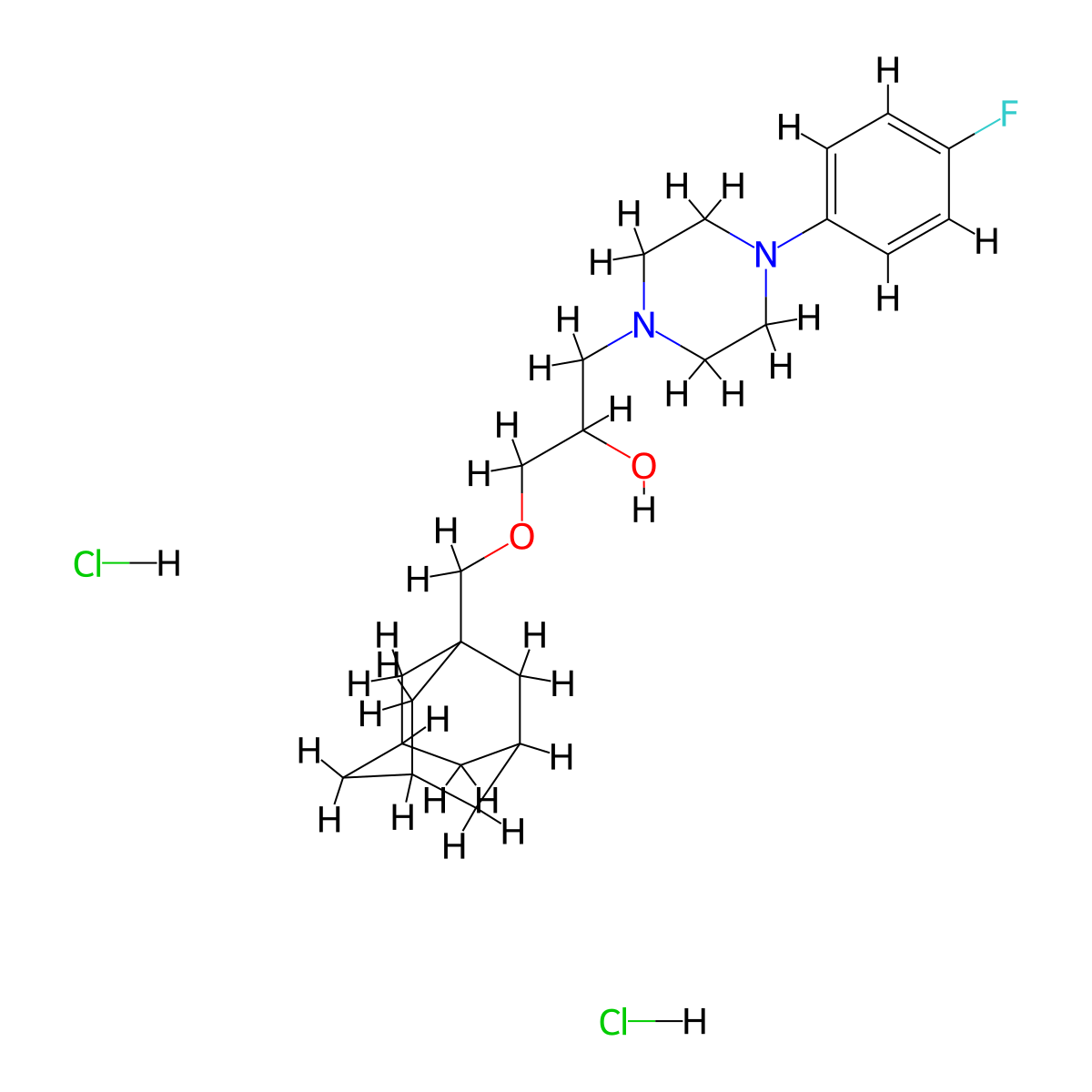 1-[(Adamantan-1-yl)methoxy]-3-[4-(4-fluorophenyl)piperazin-1-yl]propan-2-ol dihydrochloride molecular structure, CAS 1185072-10-9
