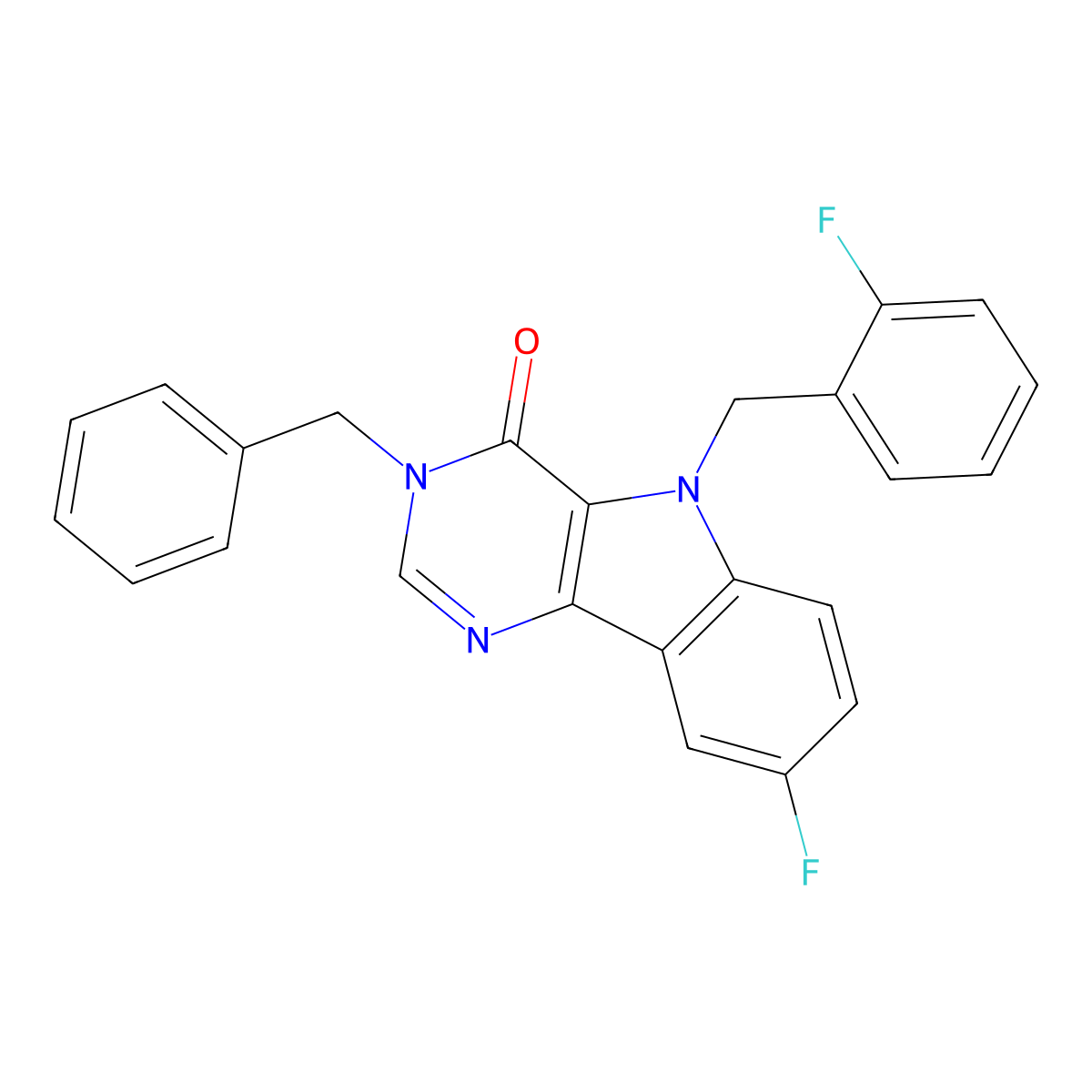 3-benzyl-8-fluoro-5-(2-fluorobenzyl)-3H-pyrimido[5,4-b]indol-4(5H)-one molecular structure, CAS 1185072-16-5