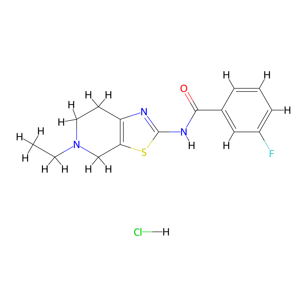 N-(5-ethyl-4,5,6,7-tetrahydrothiazolo[5,4-c]pyridin-2-yl)-3-fluorobenzamide hydrochloride molecular structure, CAS 1185072-44-9