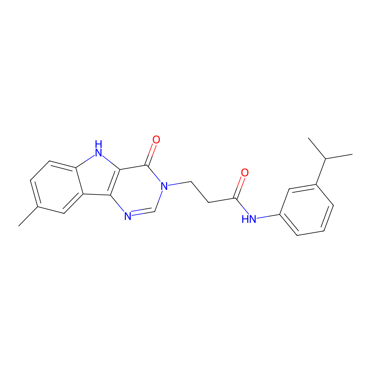 N-(3-isopropylphenyl)-3-(8-methyl-4-oxo-4,5-dihydro-3H-pyrimido[5,4-b]indol-3-yl)propanamide molecular structure, CAS 1185073-55-5