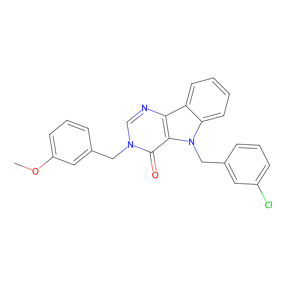 5-(3-chlorobenzyl)-3-(3-methoxybenzyl)-3H-pyrimido[5,4-b]indol-4(5H)-one molecular structure, CAS 1185074-18-3