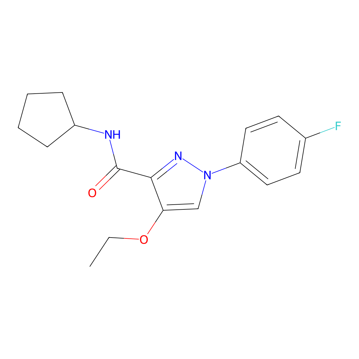N-cyclopentyl-4-ethoxy-1-(4-fluorophenyl)-1H-pyrazole-3-carboxamide molecular structure, CAS 1185074-19-4