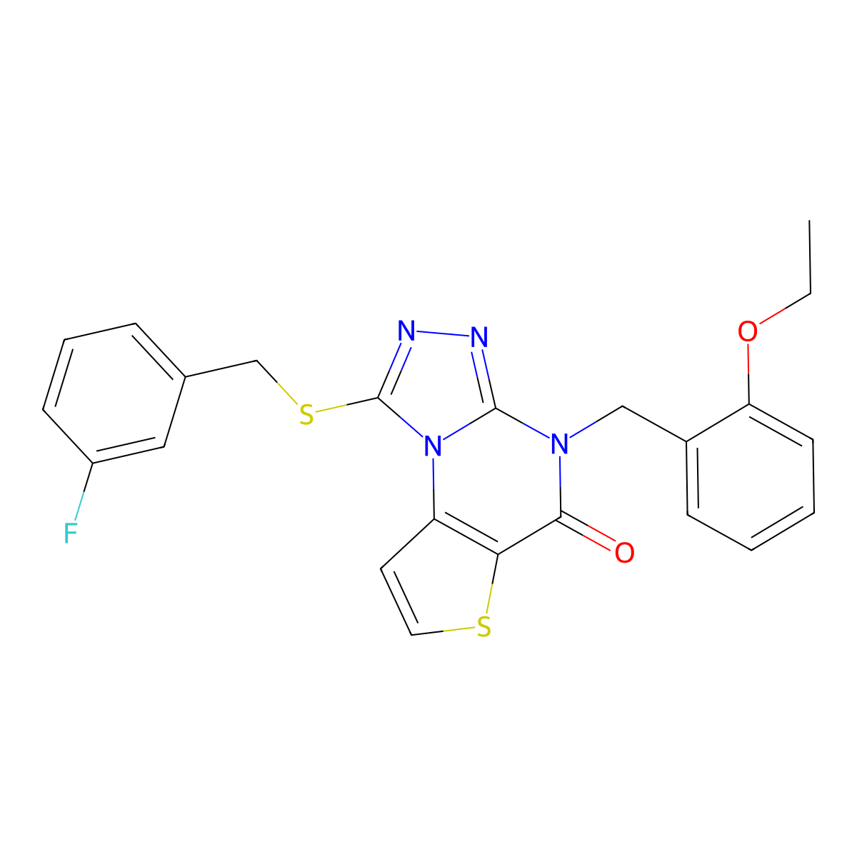 4-(2-ethoxybenzyl)-1-((3-fluorobenzyl)thio)thieno[2,3-e][1,2,4]triazolo[4,3-a]pyrimidin-5(4H)-one molecular structure, CAS 1185074-36-5