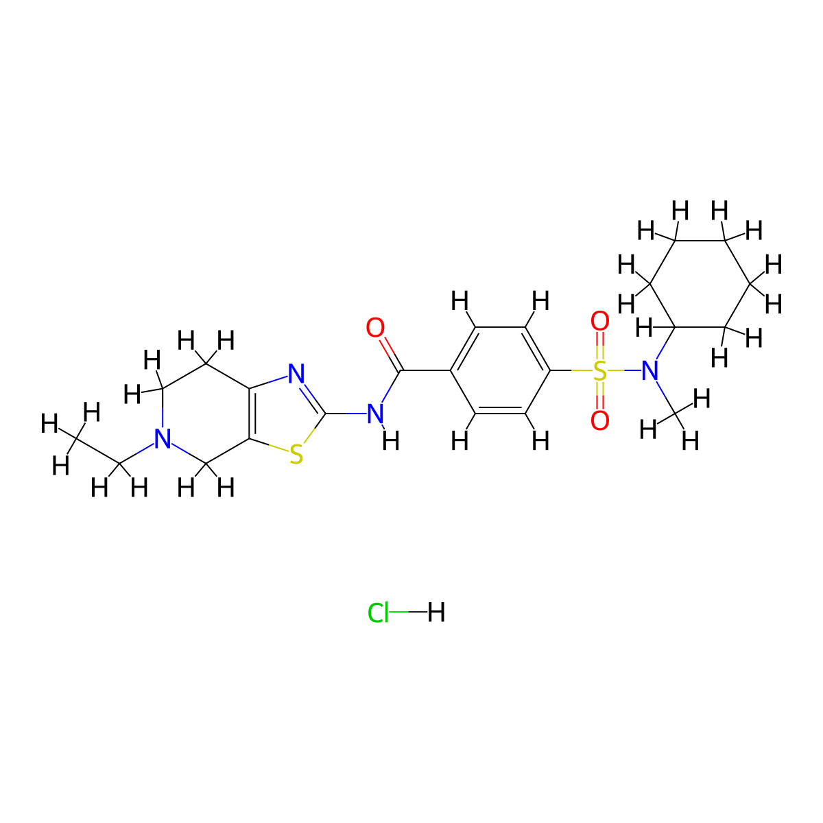 4-(N-cyclohexyl-N-methylsulfamoyl)-N-(5-ethyl-4,5,6,7-tetrahydrothiazolo[5,4-c]pyridin-2-yl)benzamide hydrochloride molecular structure, CAS 1185074-80-9