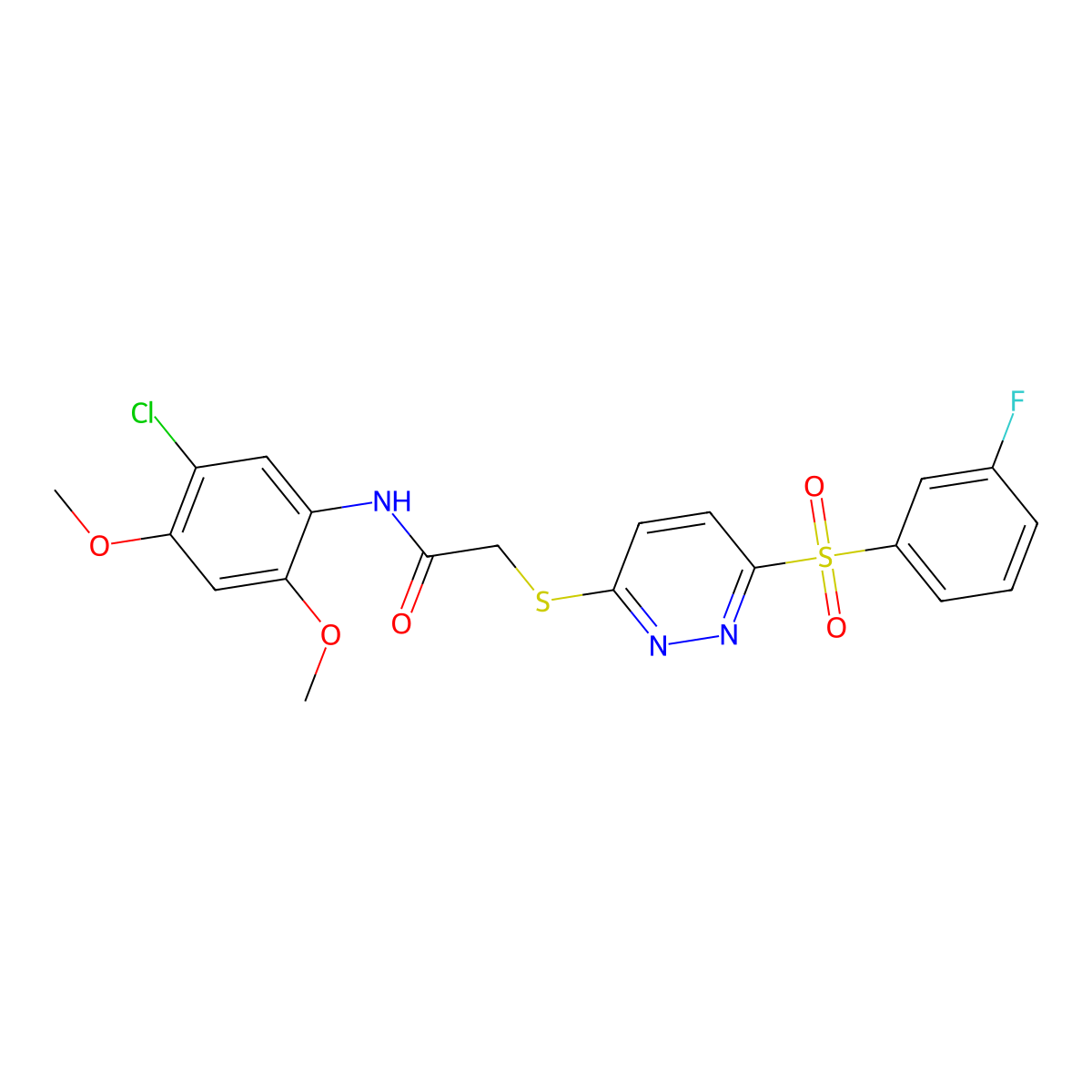 N-(5-chloro-2,4-dimethoxyphenyl)-2-{[6-(3-fluorobenzenesulfonyl)pyridazin-3-yl]sulfanyl}acetamide molecular structure, CAS 1185074-93-4