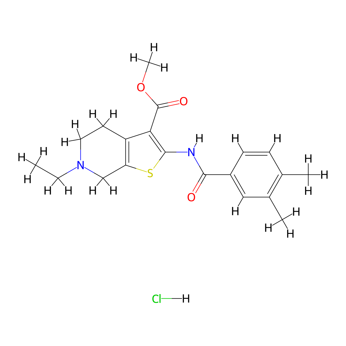 Methyl 2-(3,4-dimethylbenzamido)-6-ethyl-4,5,6,7-tetrahydrothieno[2,3-c]pyridine-3-carboxylate hydrochloride molecular structure, CAS 1185074-98-9