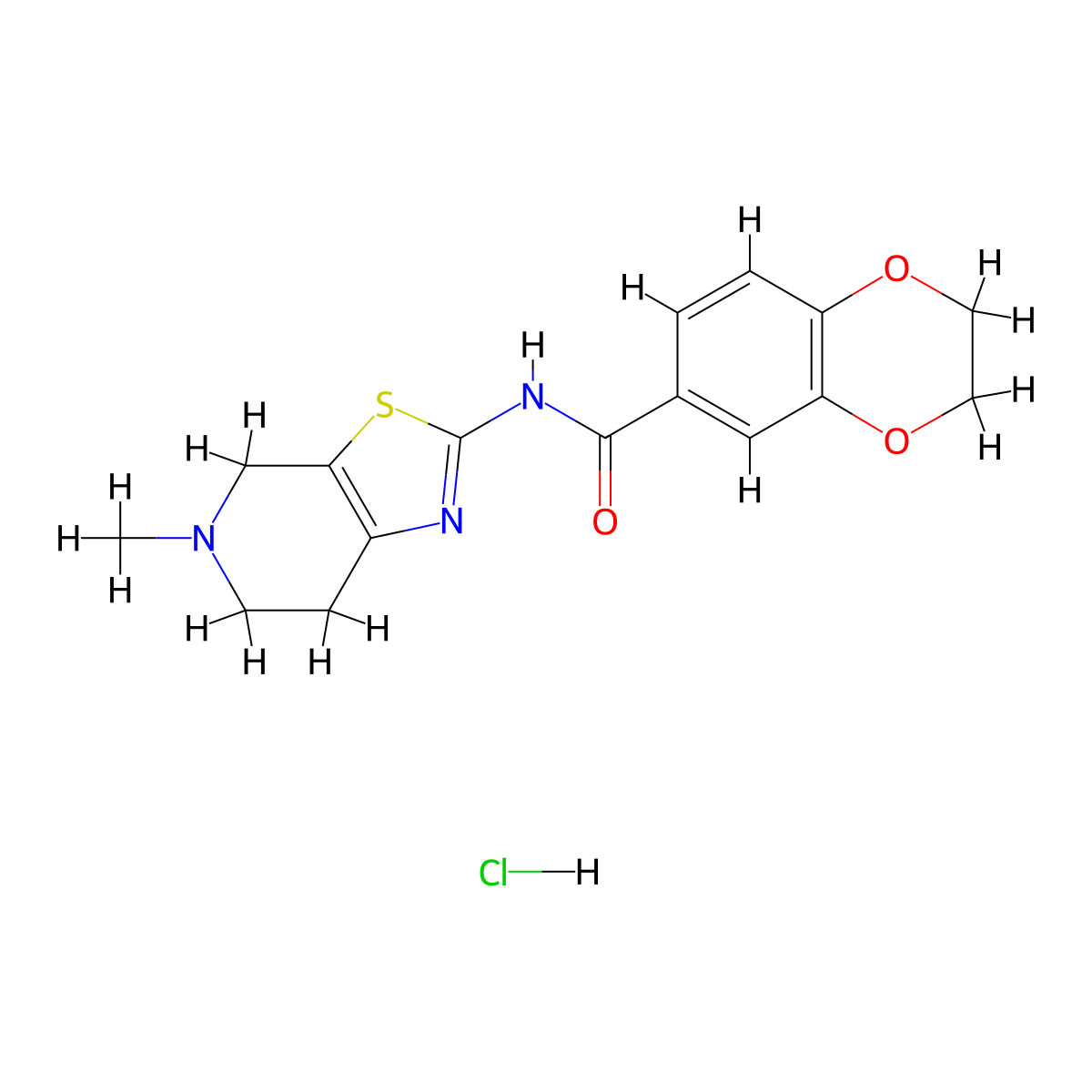 N-(5-methyl-4,5,6,7-tetrahydrothiazolo[5,4-c]pyridin-2-yl)-2,3-dihydrobenzo[b][1,4]dioxine-6-carboxamide hydrochloride molecular structure, CAS 1185075-03-9