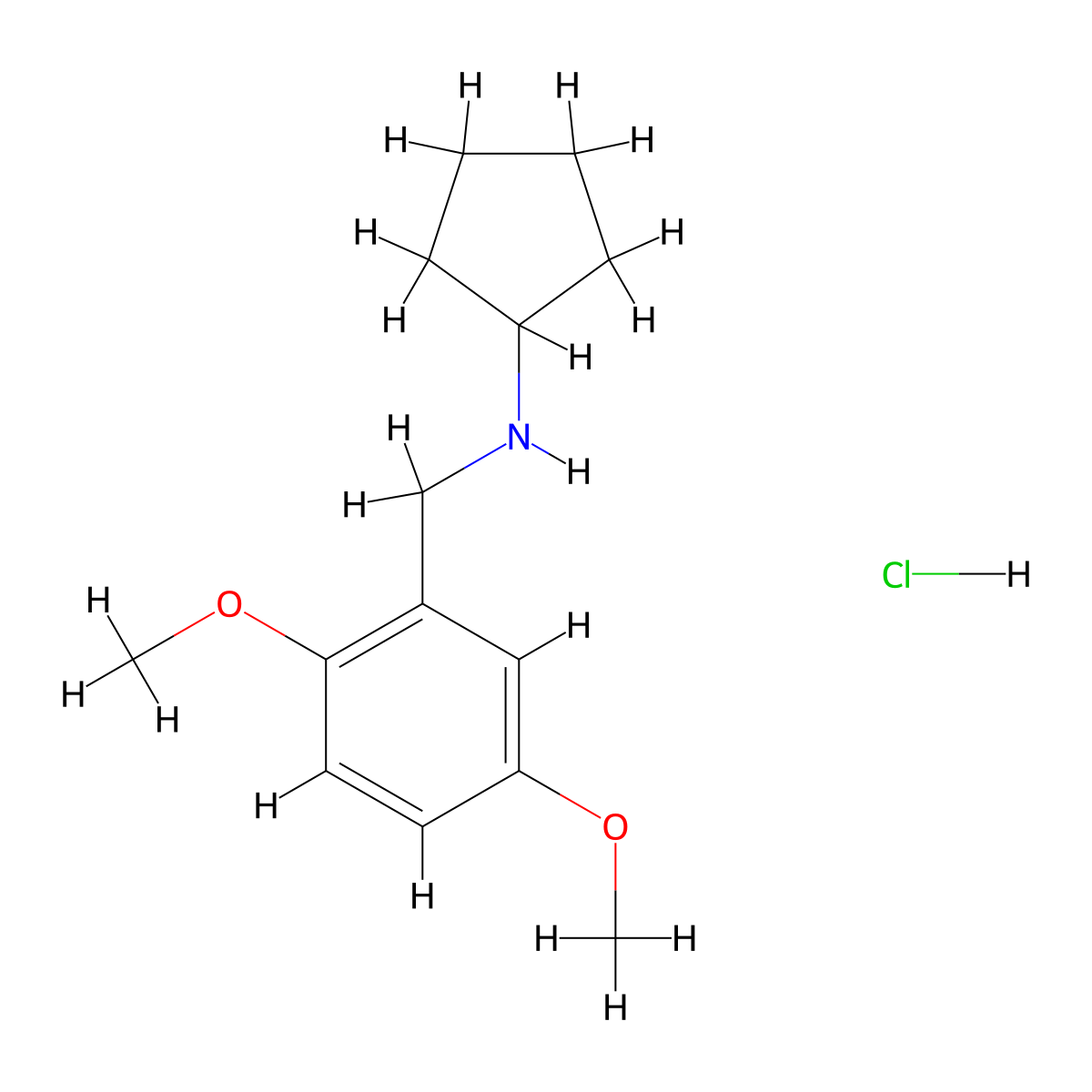 N-(2,5-Dimethoxybenzyl)cyclopentanamine hydrochloride molecular structure, CAS 1185075-77-7