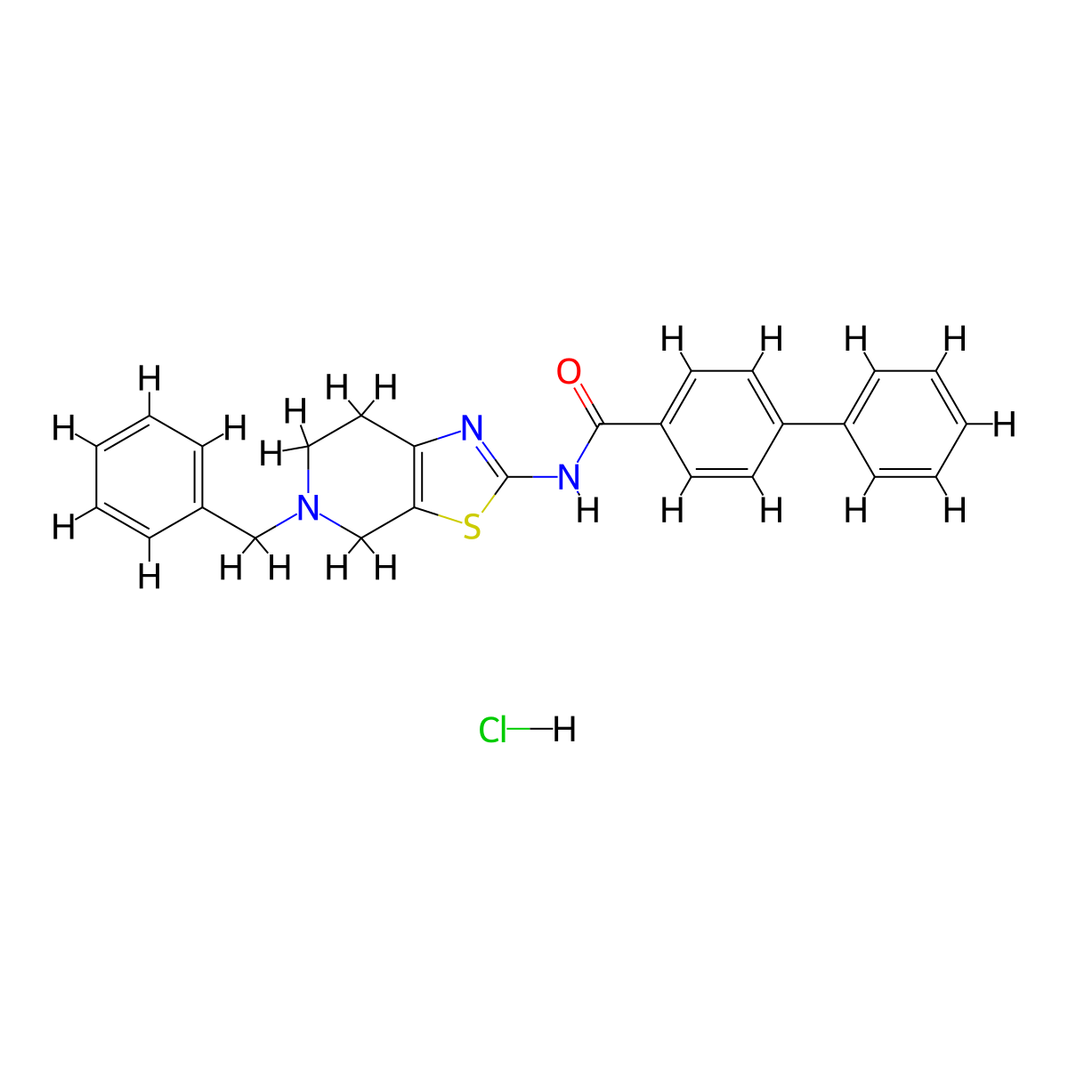 N-(5-benzyl-4,5,6,7-tetrahydrothiazolo[5,4-c]pyridin-2-yl)-[1,1'-biphenyl]-4-carboxamide hydrochloride molecular structure, CAS 1185076-70-3