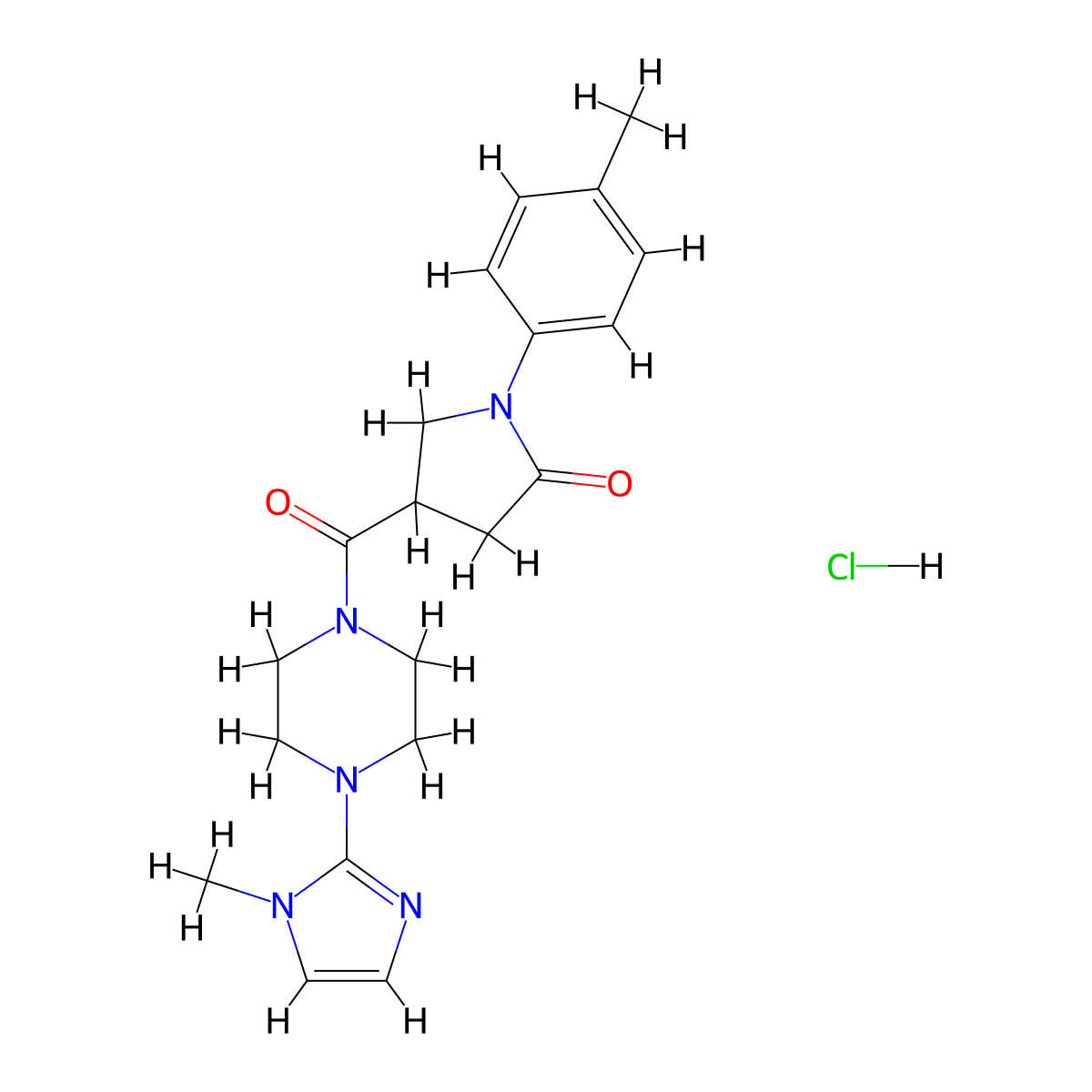 4-(4-(1-methyl-1H-imidazol-2-yl)piperazine-1-carbonyl)-1-(p-tolyl)pyrrolidin-2-one hydrochloride molecular structure, CAS 1185077-02-4
